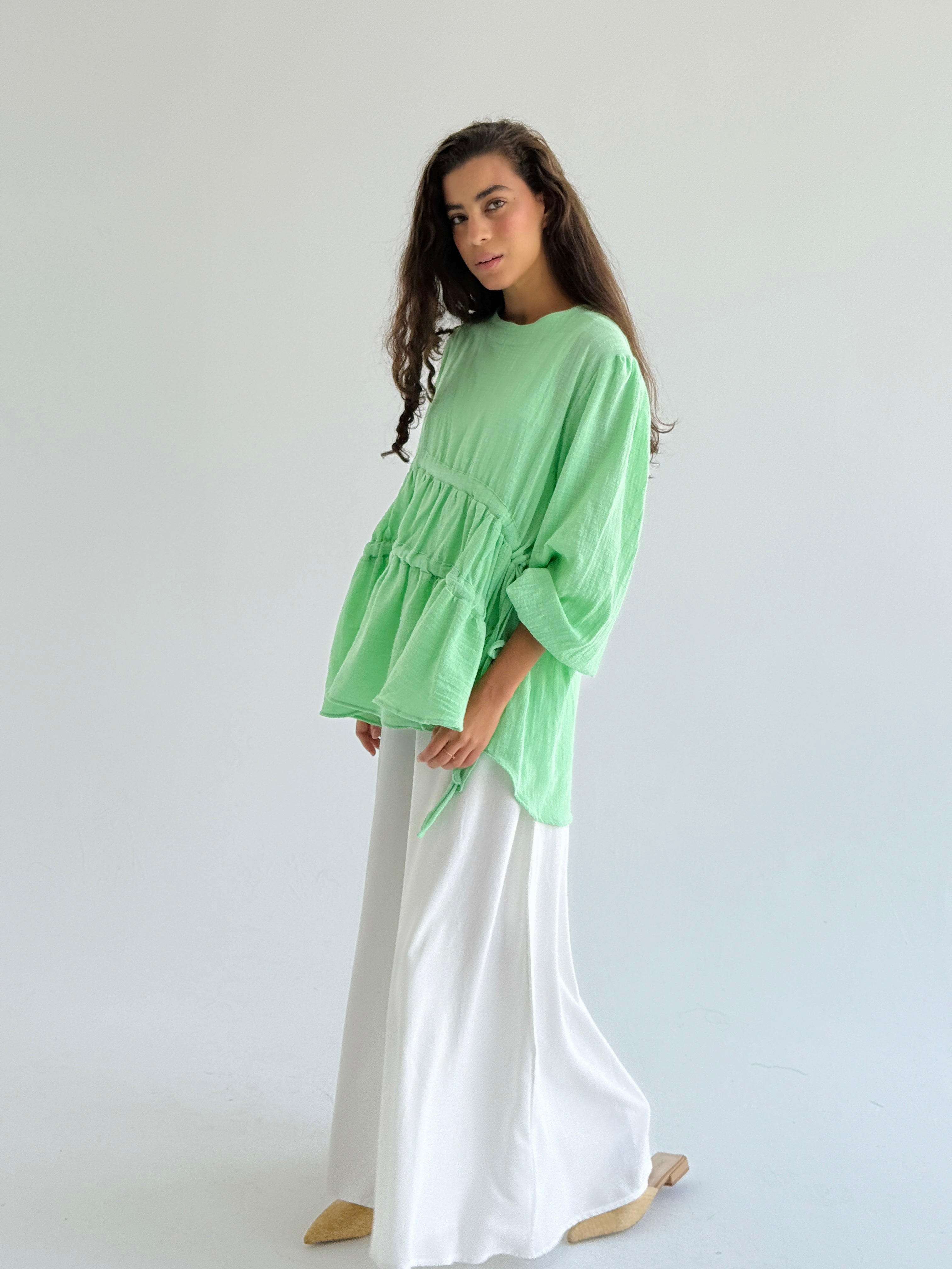 Pastel Green Side DrawString Top