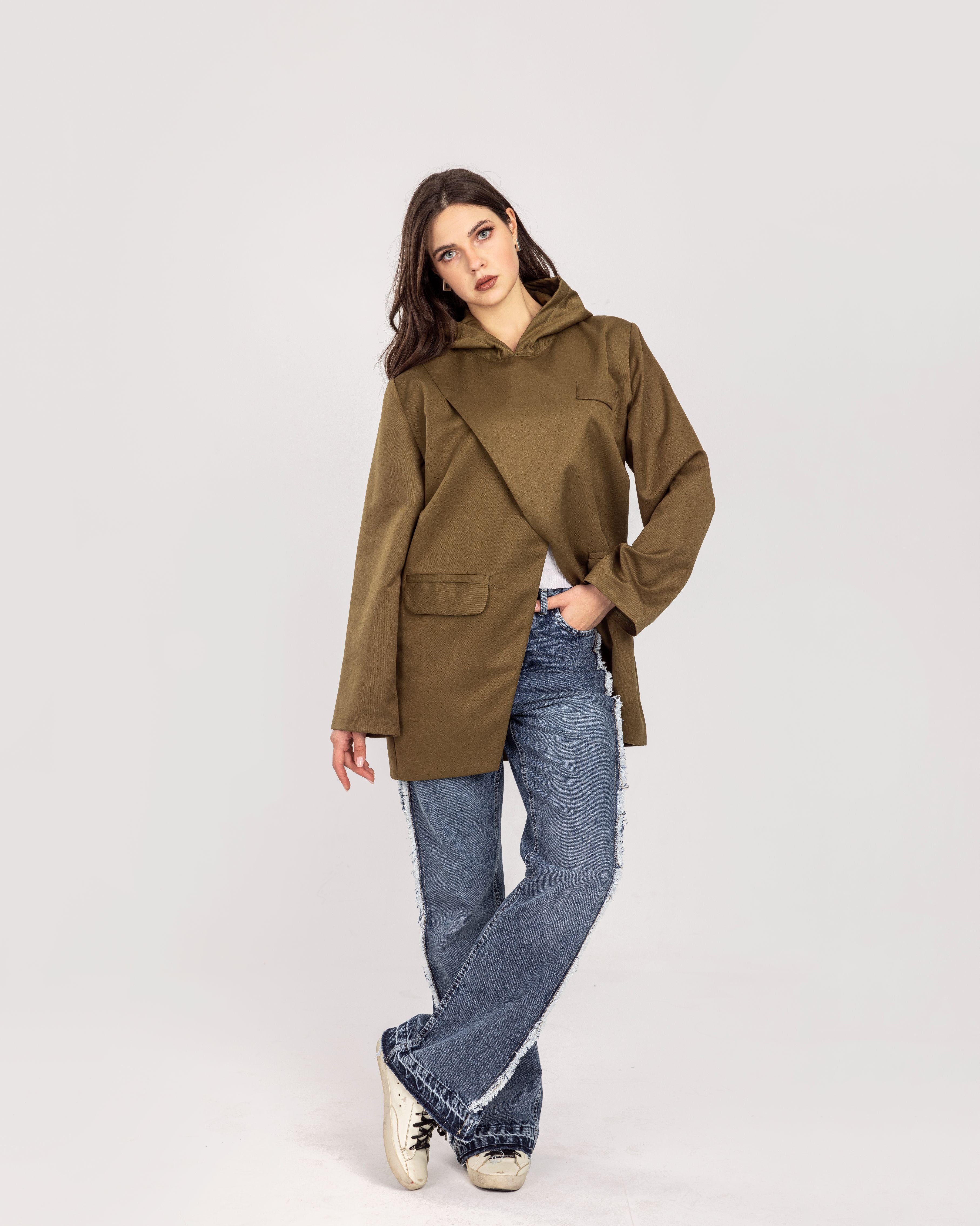 Olive Hooded Blazer