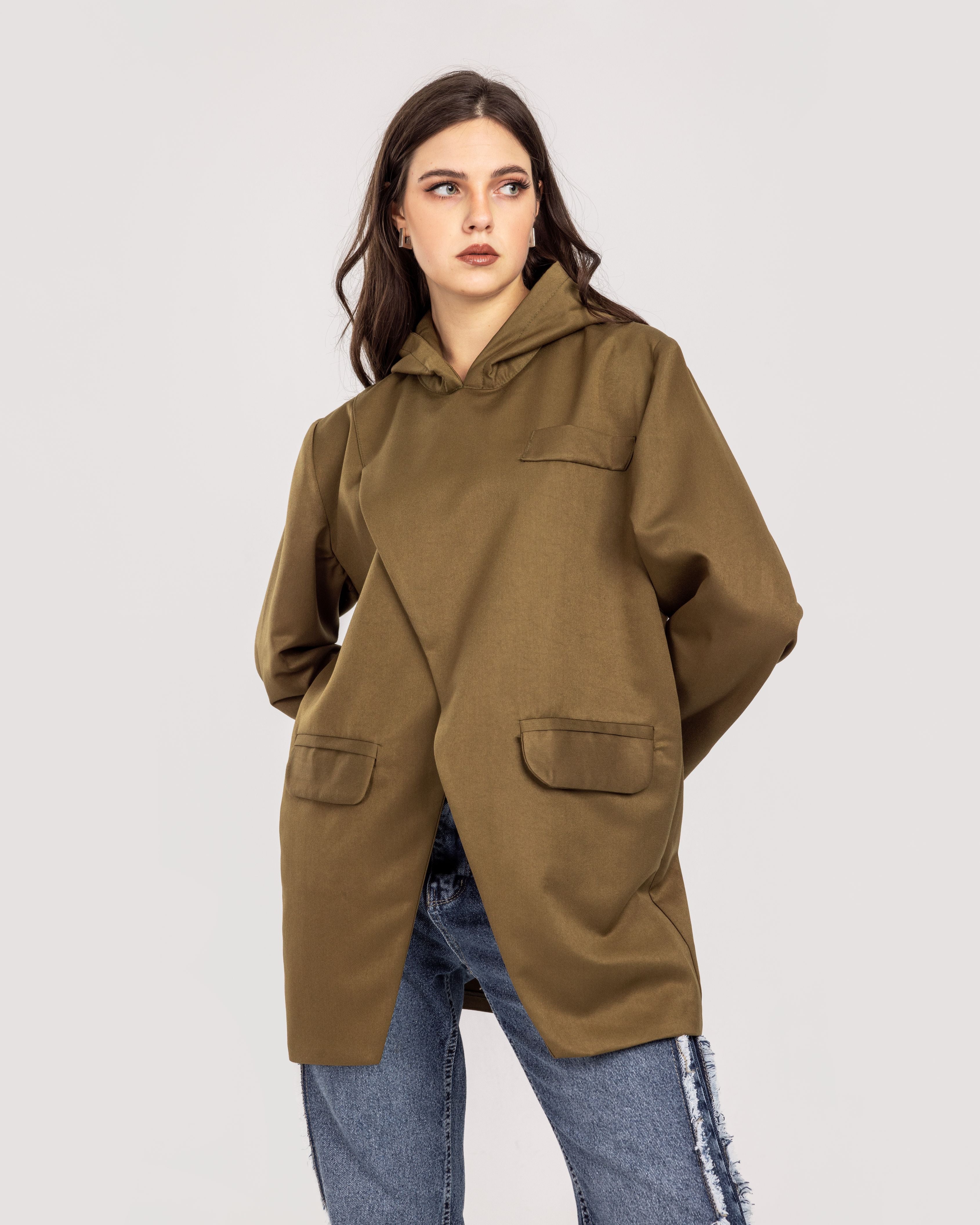Olive Hooded Blazer