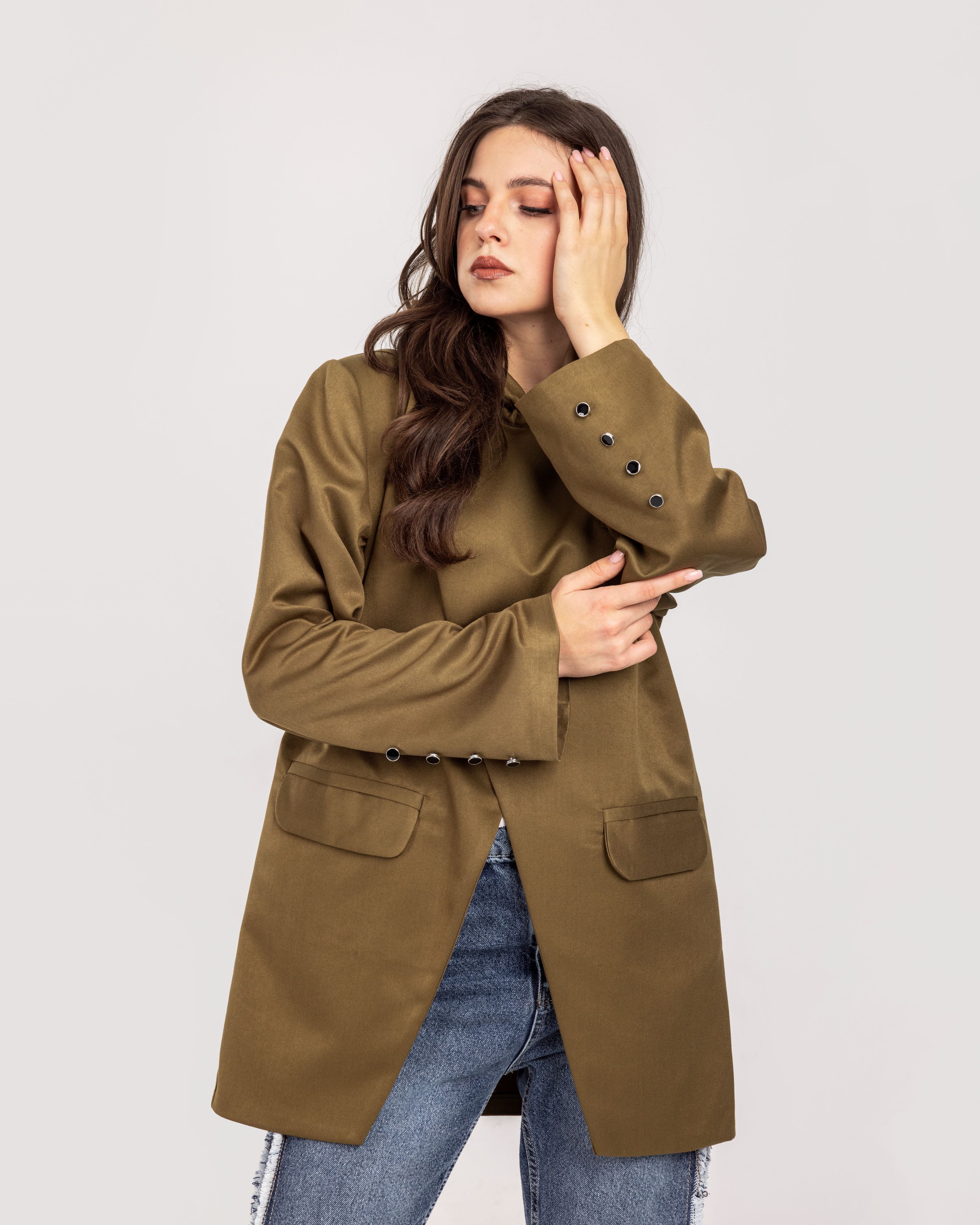 Olive Hooded Blazer