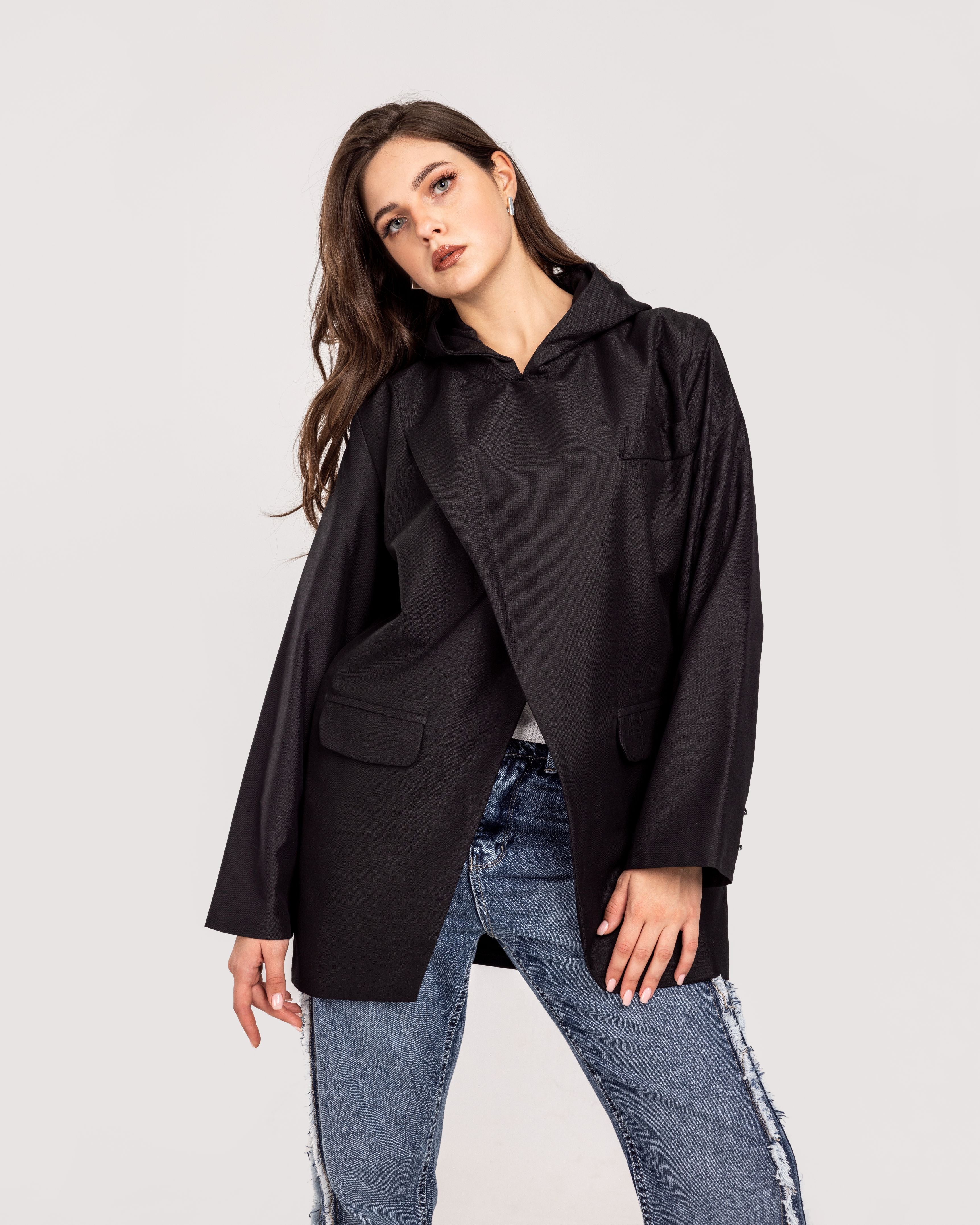 Black Hooded Blazer