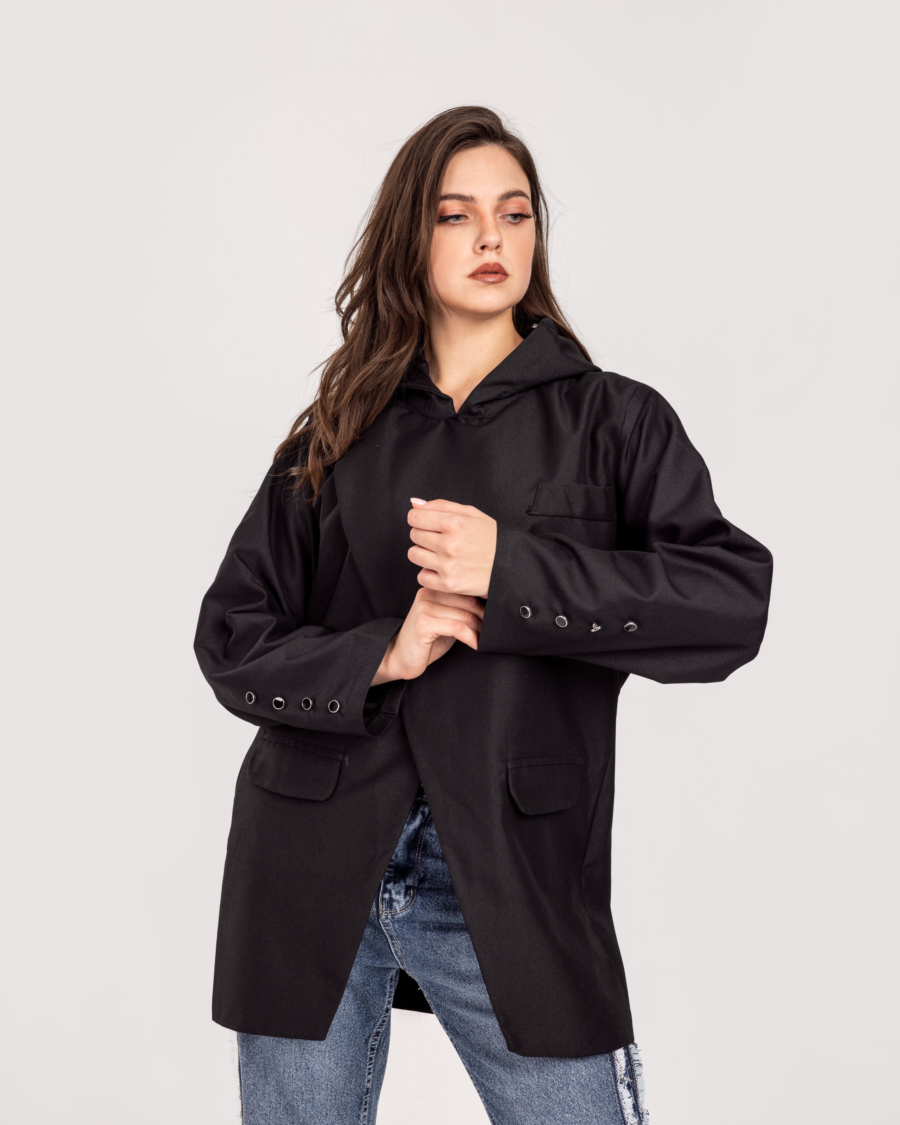 Black Hooded Blazer
