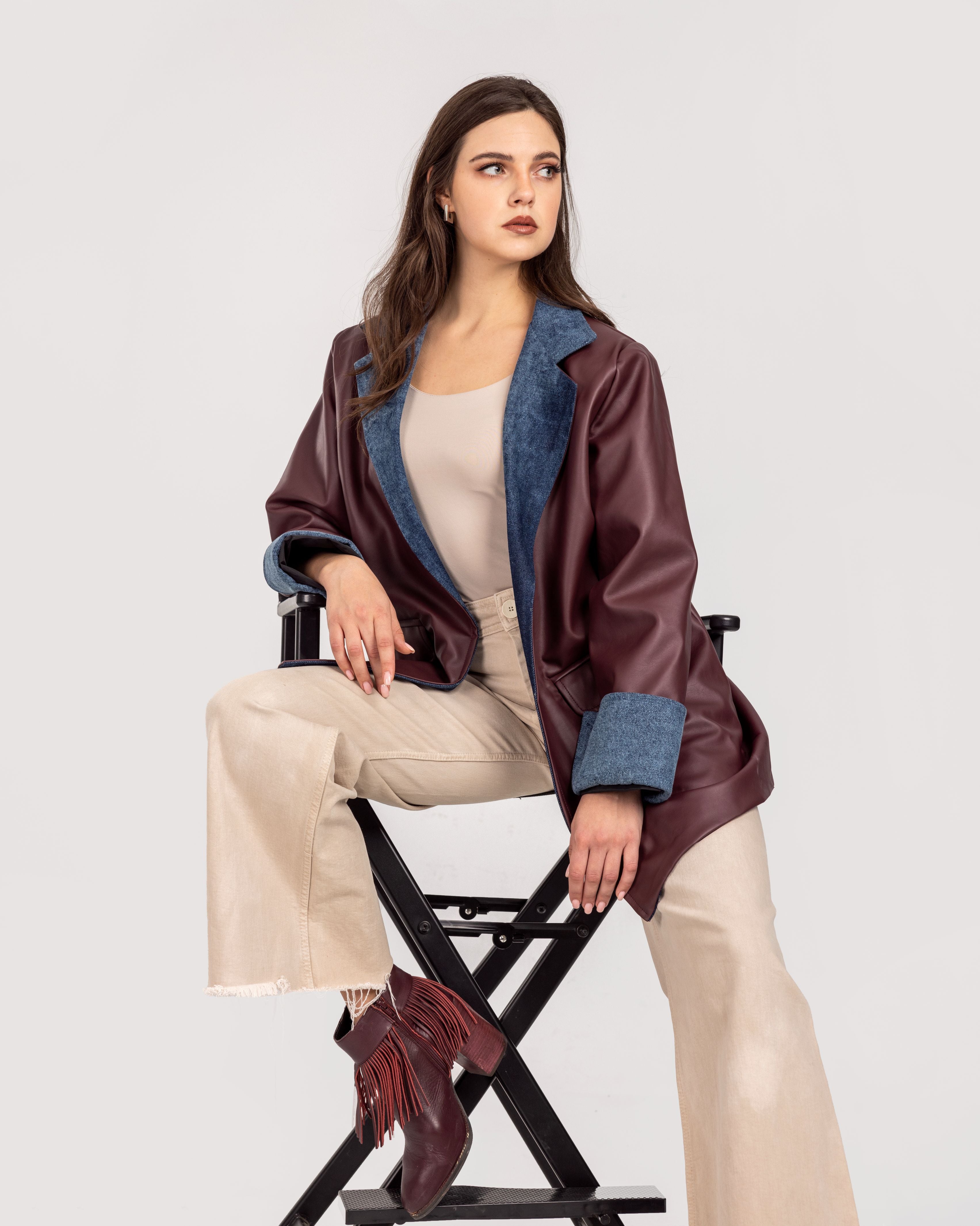 Burgundy Leather Blazer
