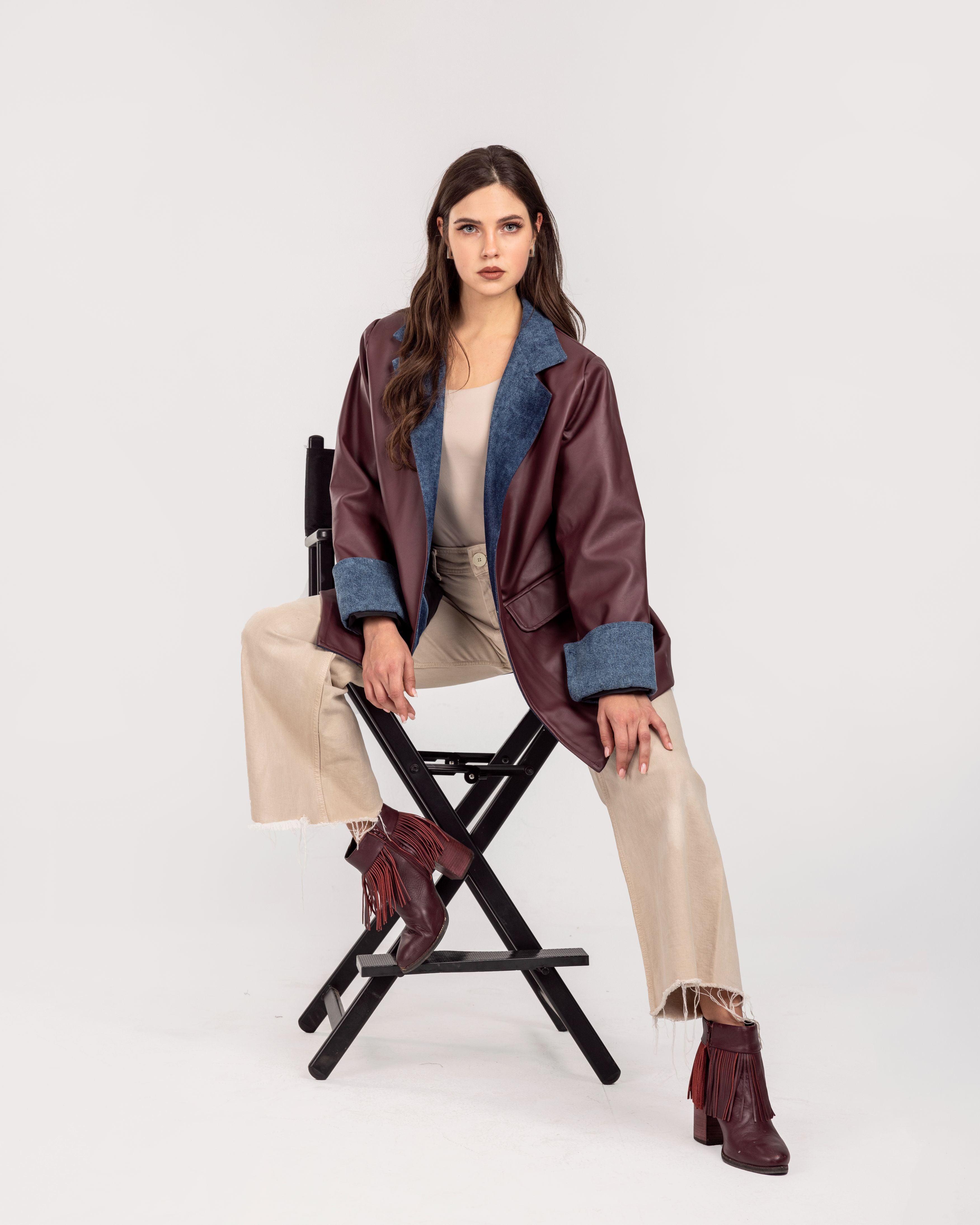 Burgundy Leather Blazer