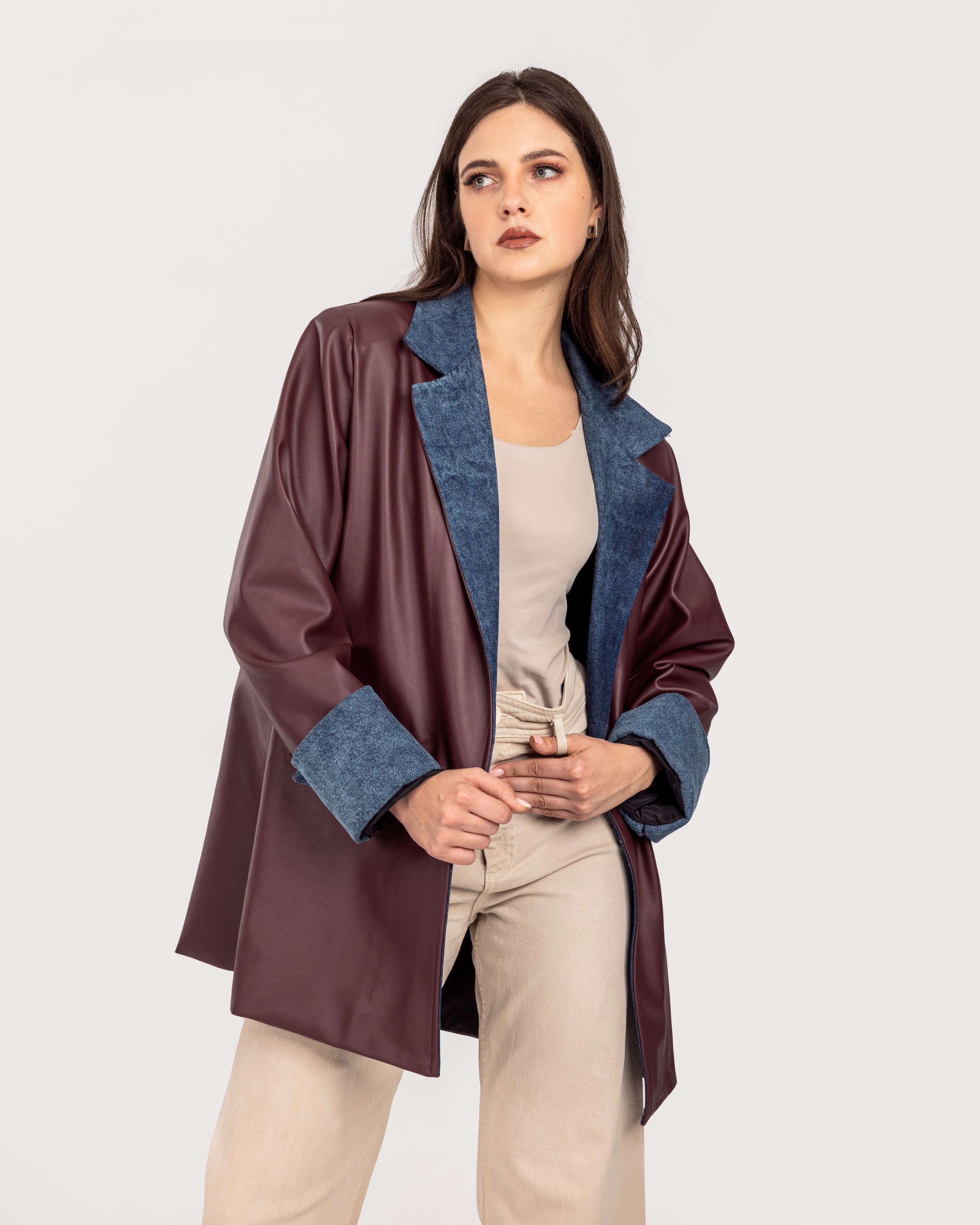 Burgundy Leather Blazer