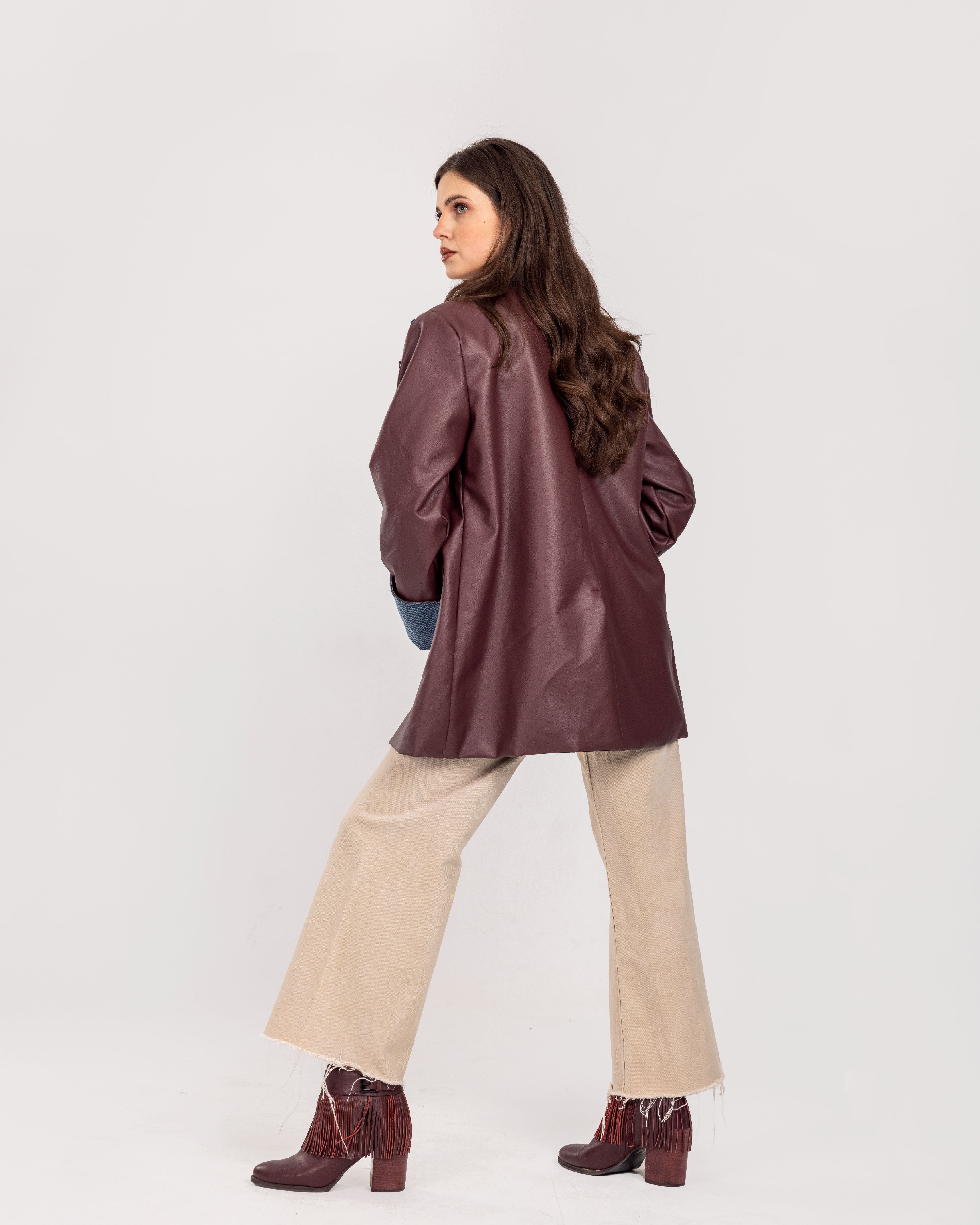 Burgundy Leather Blazer