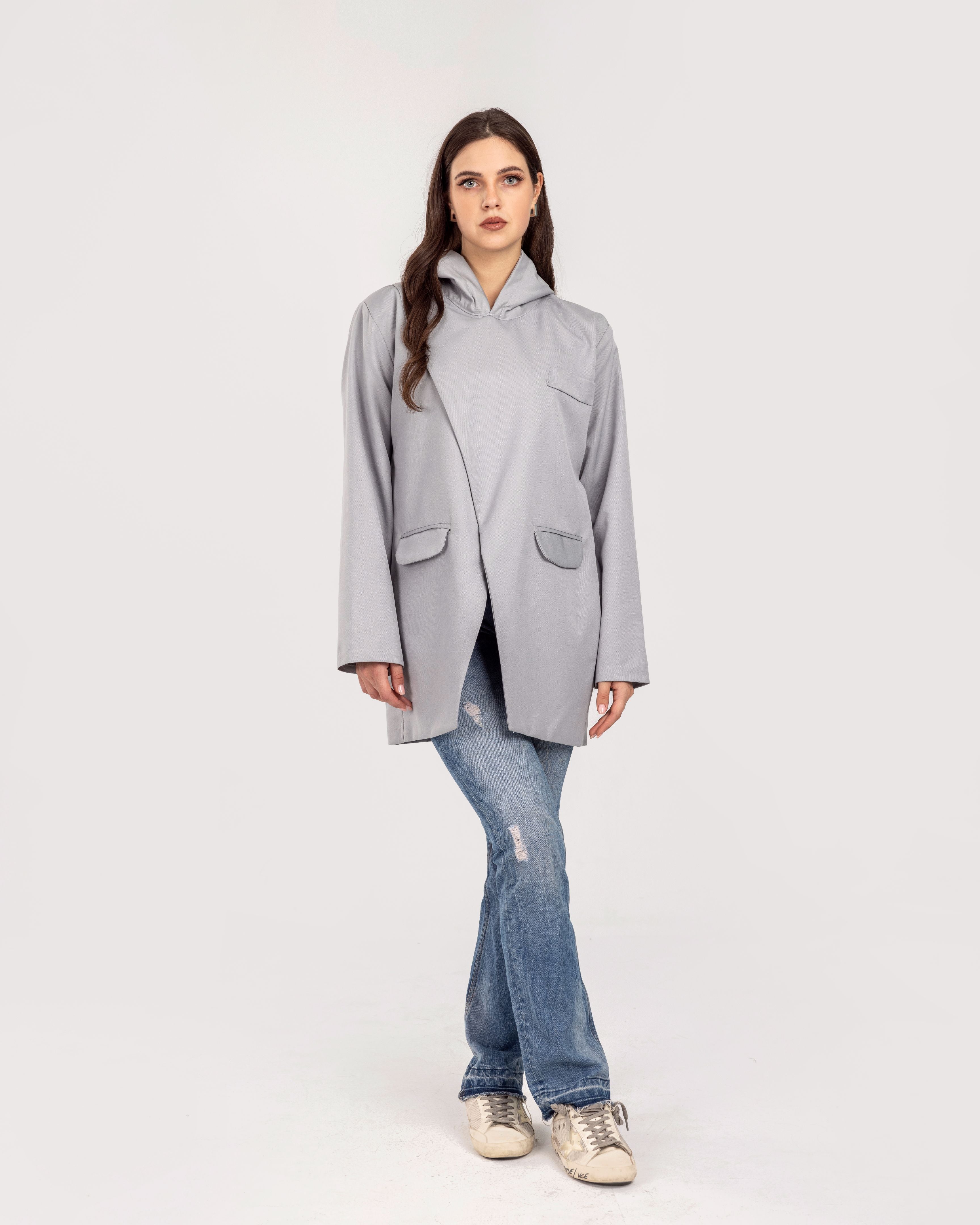 Grey Hooded Blazer
