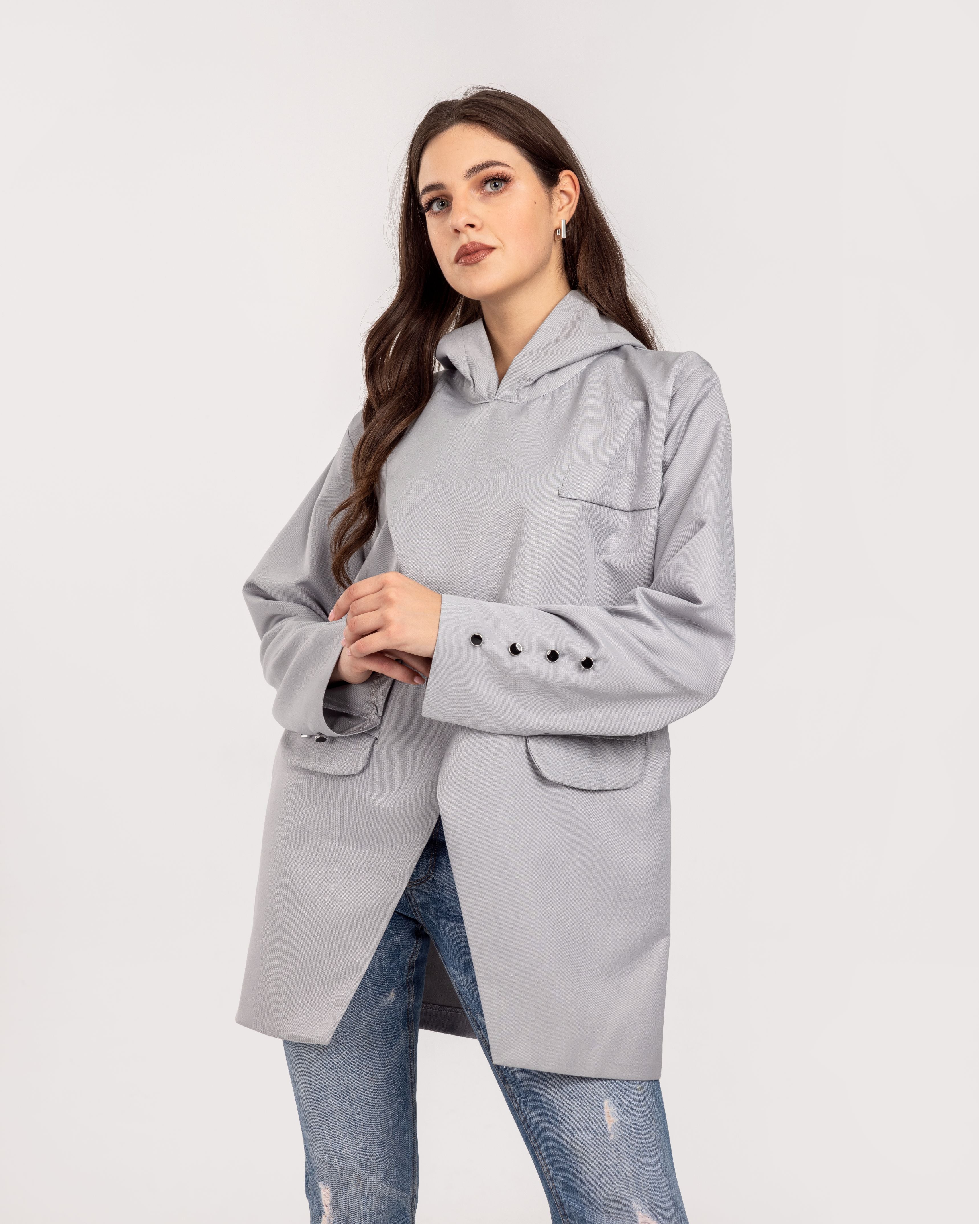 Grey Hooded Blazer