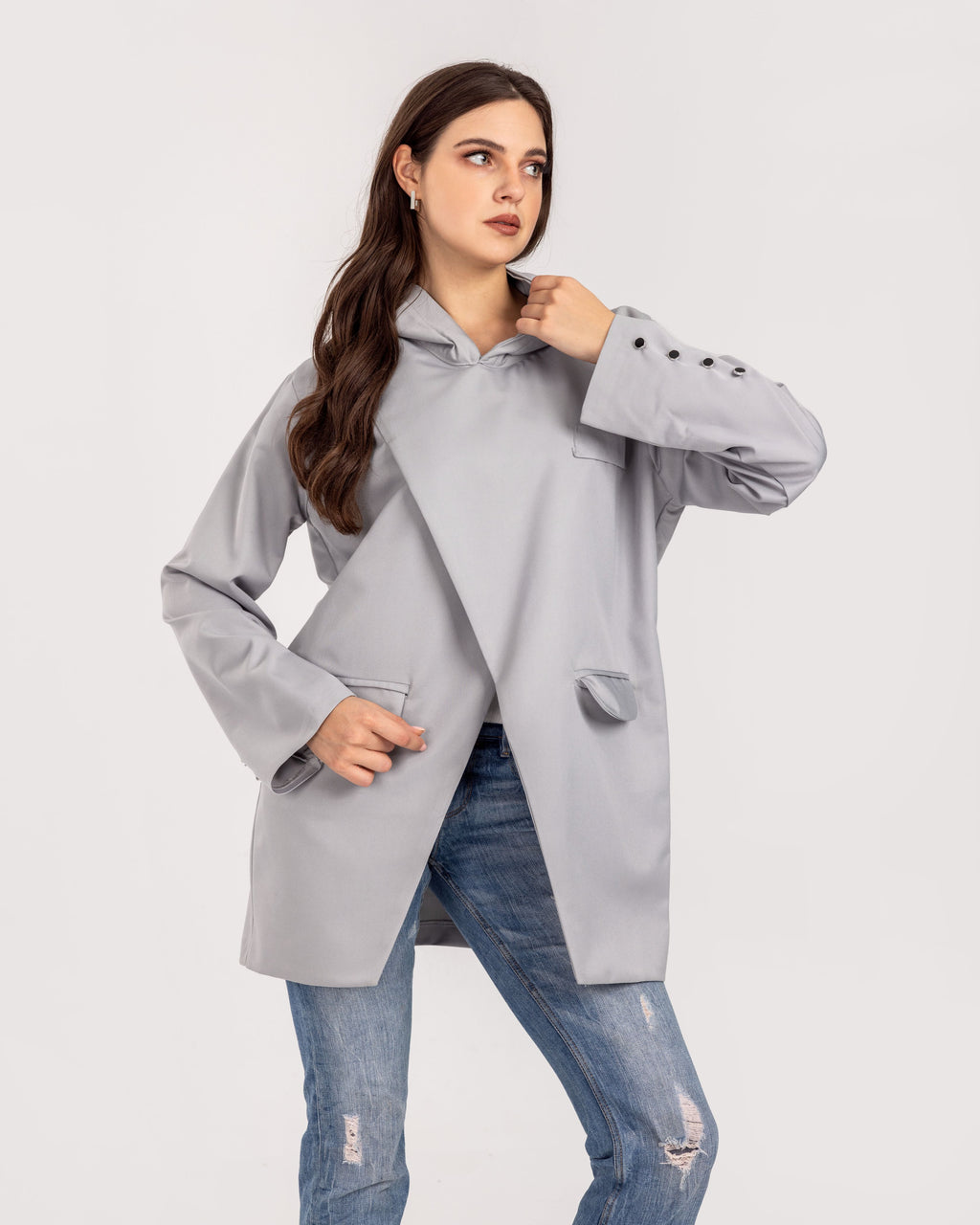 Grey Hooded Blazer