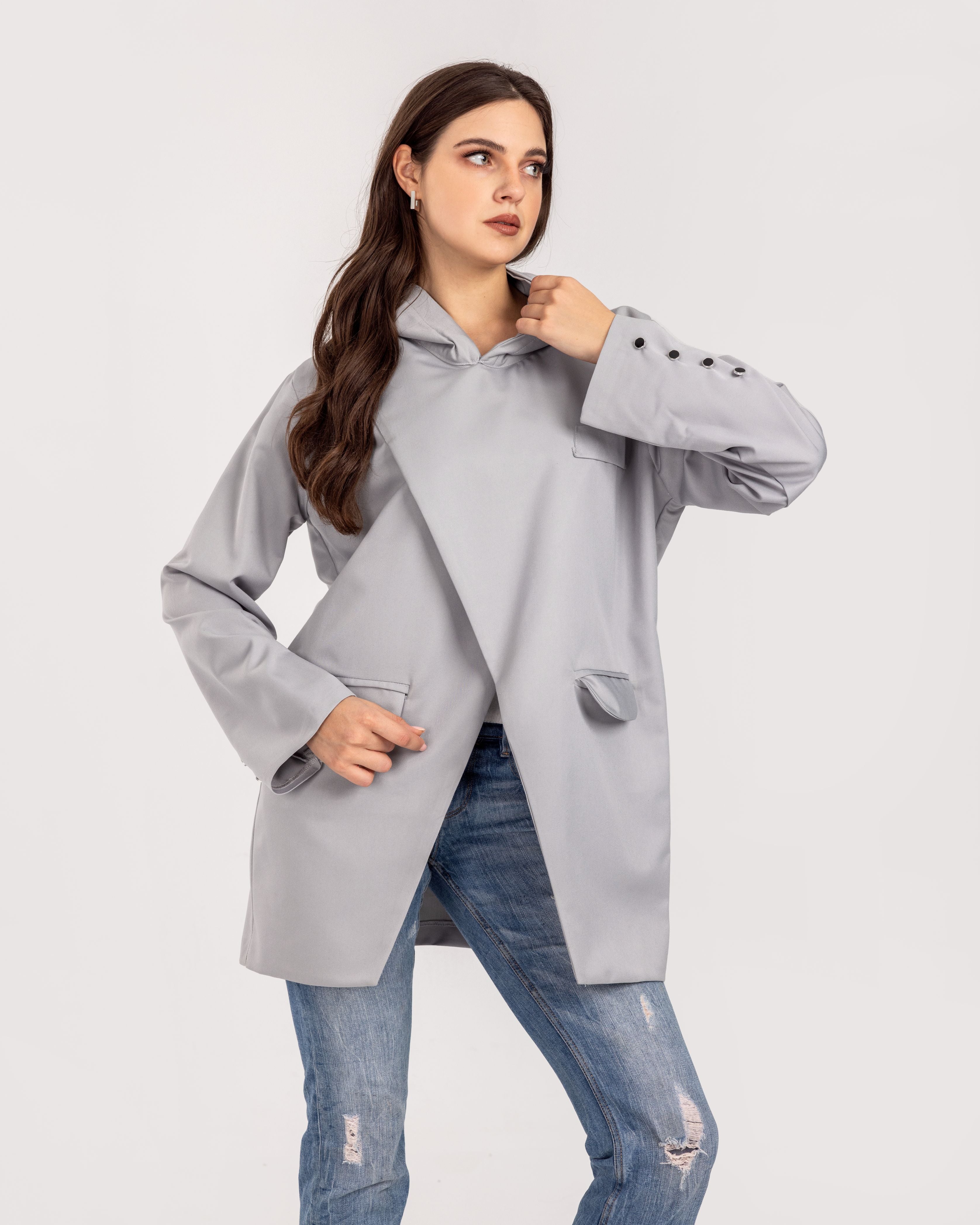 Grey Hooded Blazer