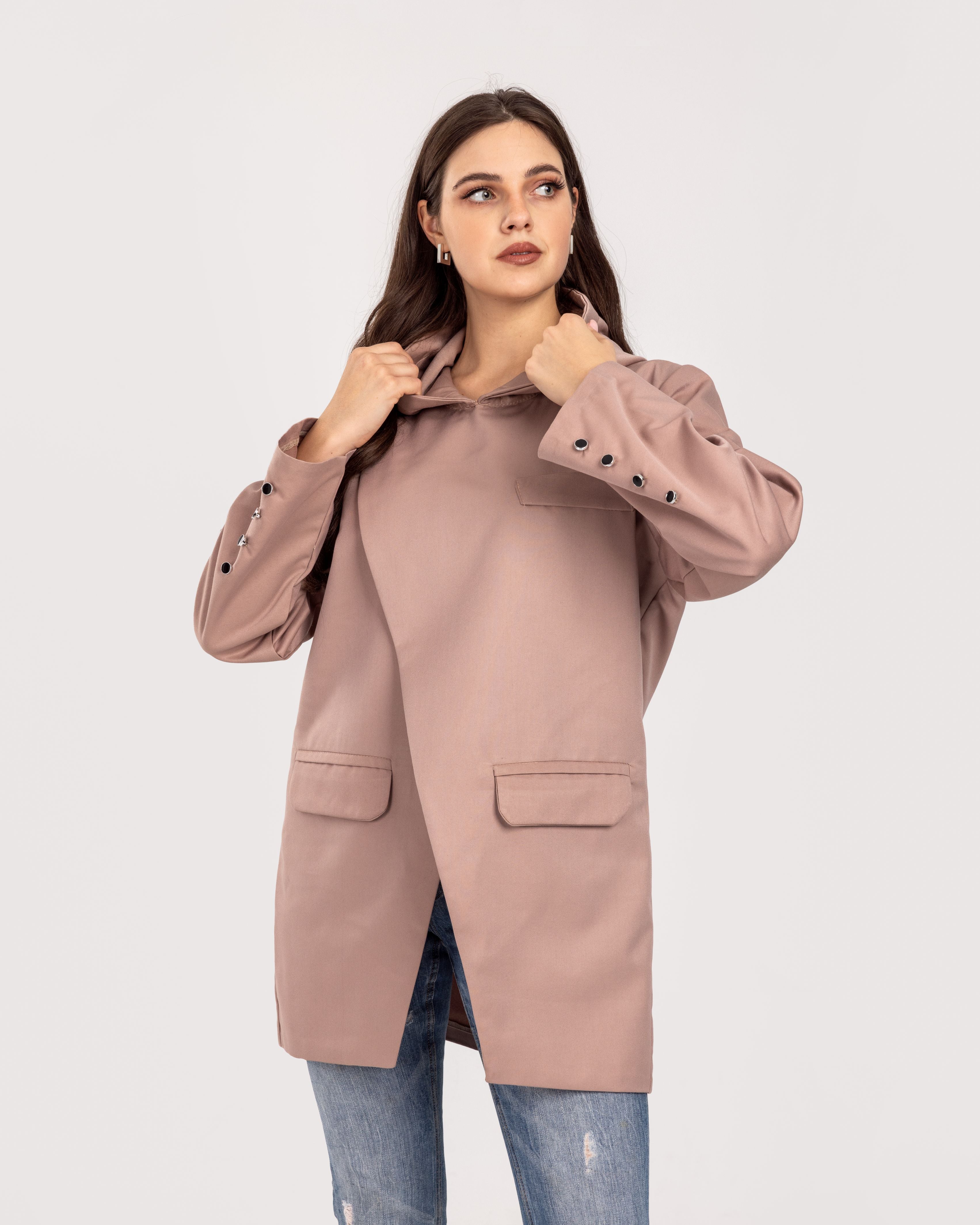 Beige Rose Hooded Blazer