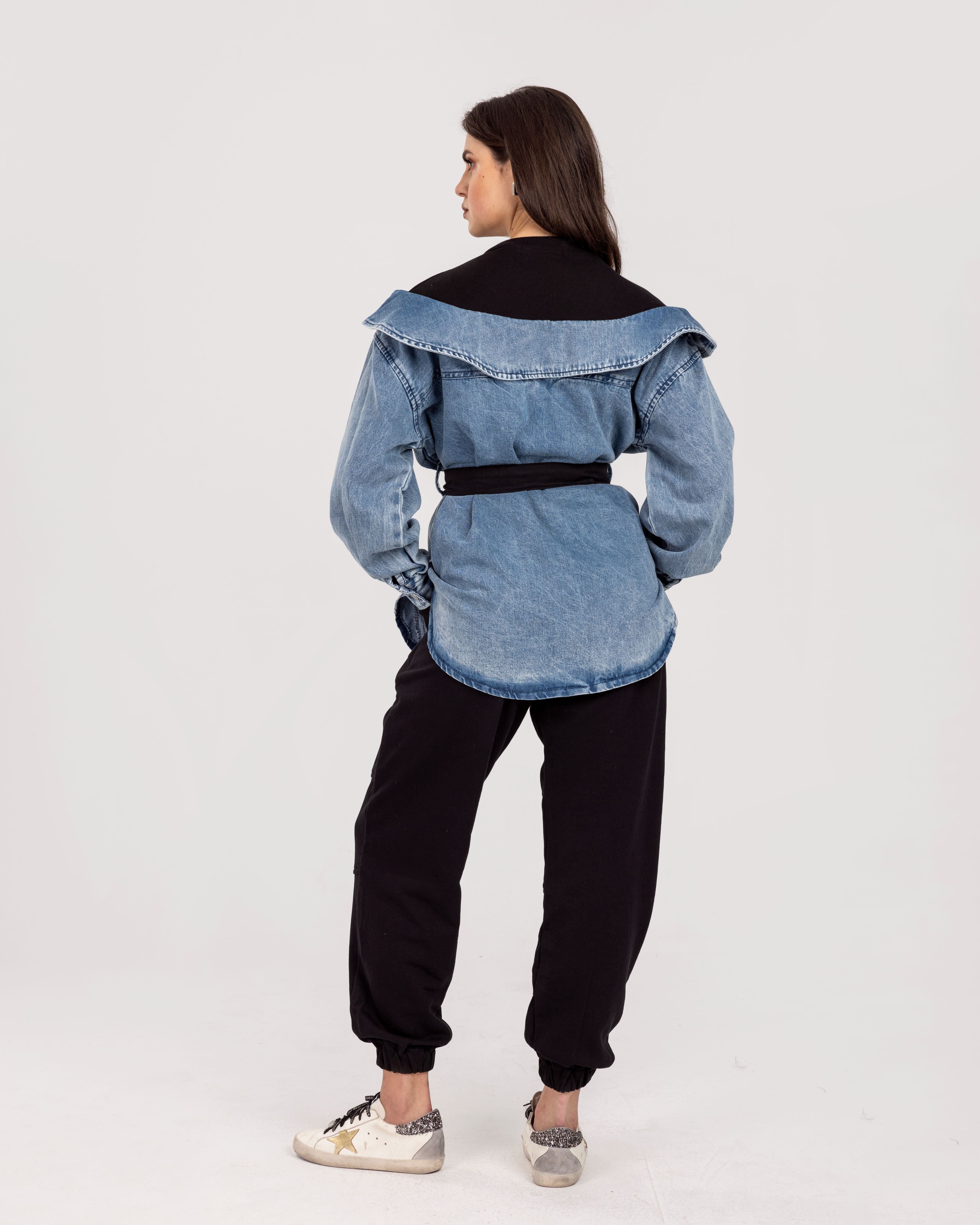 Ribbed Denim Sweatshirt