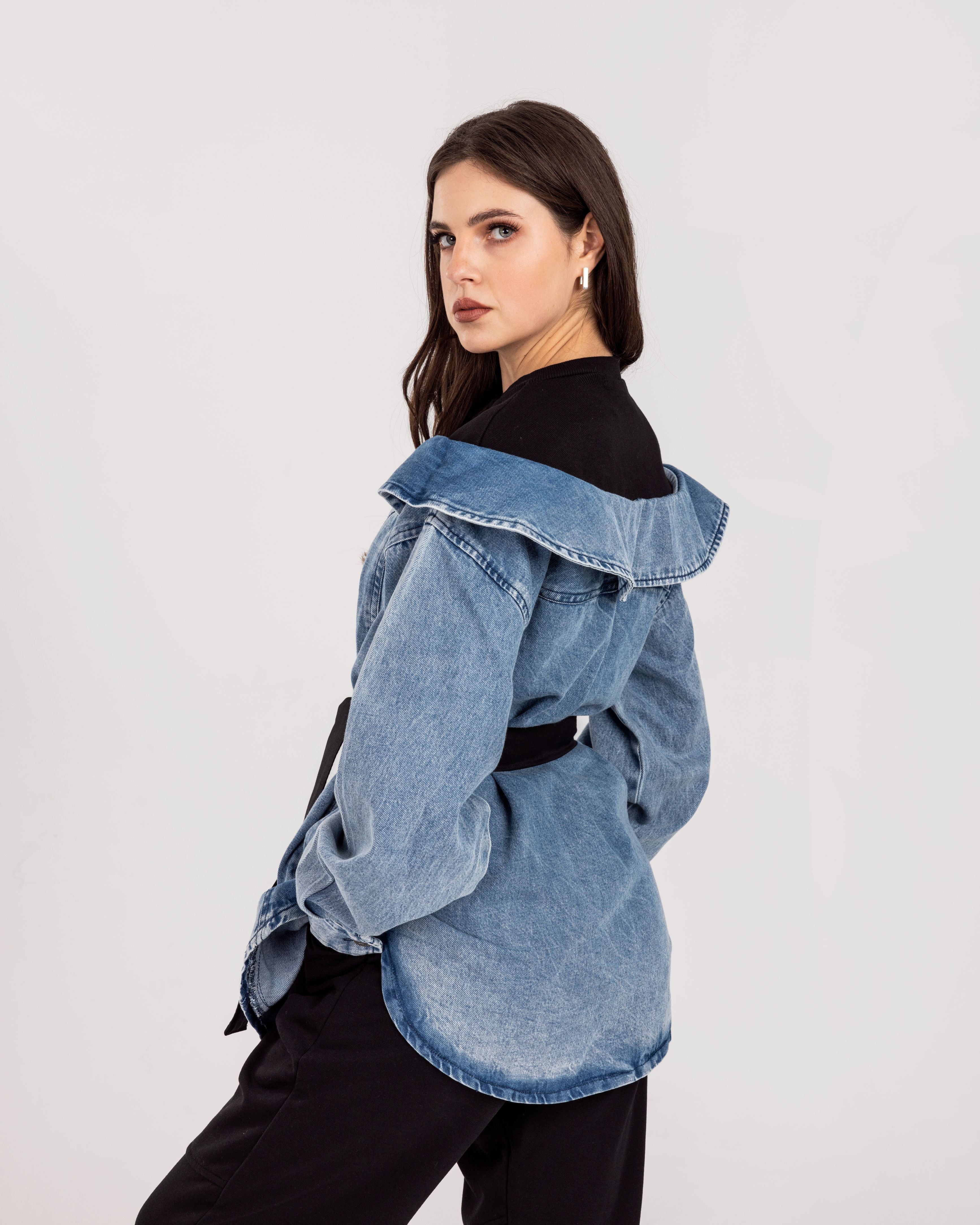 Ribbed Denim Sweatshirt