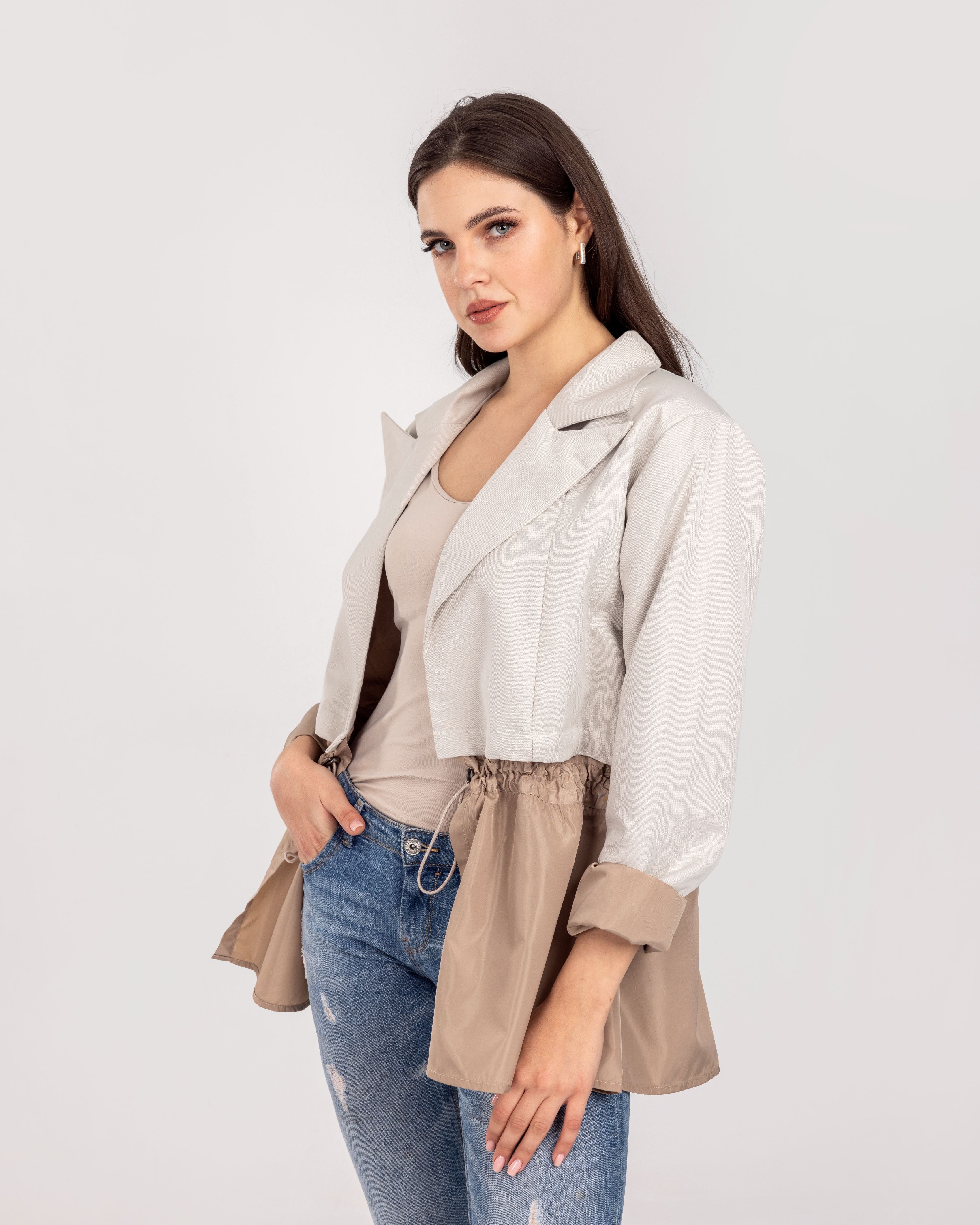 Creme Not So Cropped Jacket
