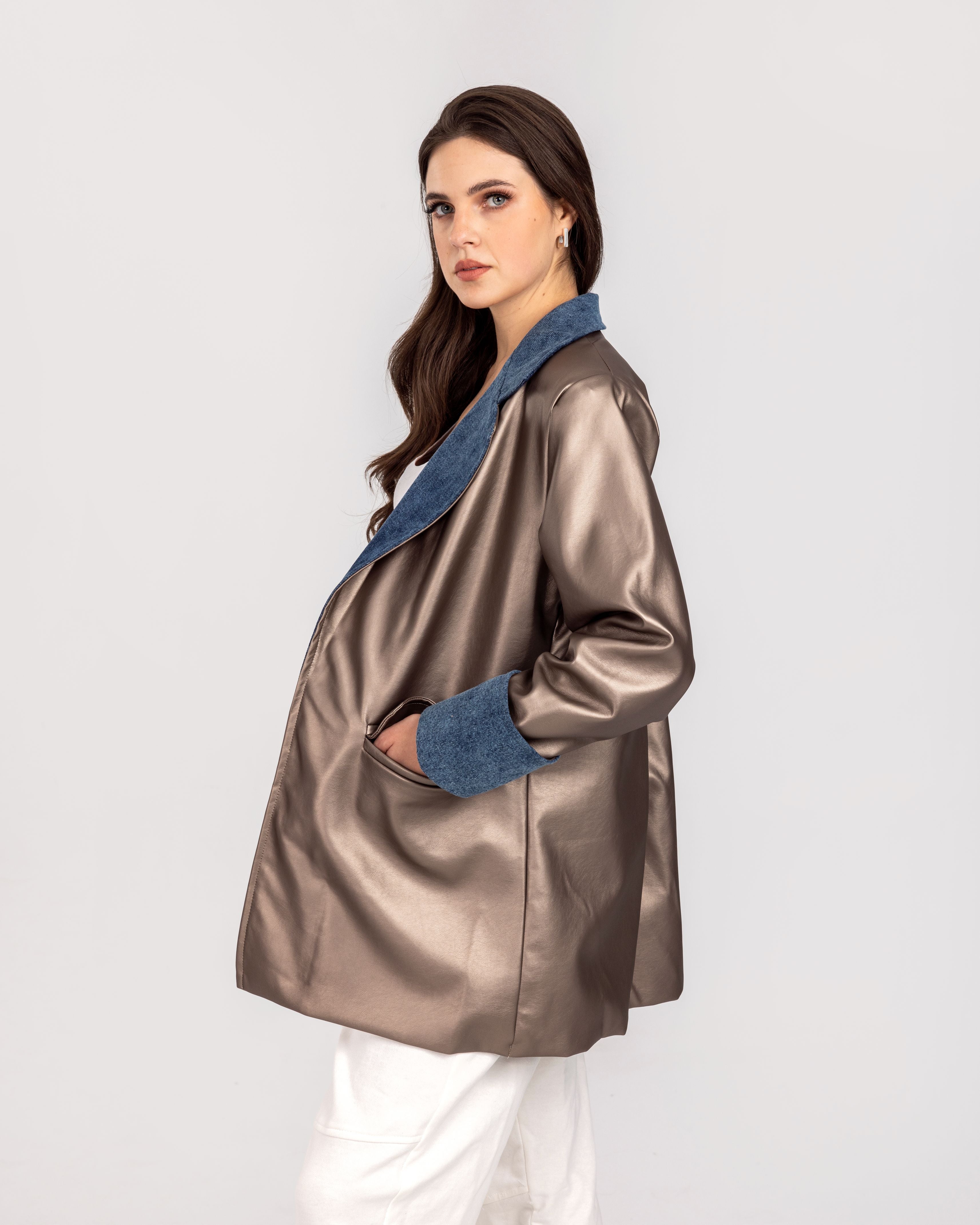 Metallic Leather Blazer