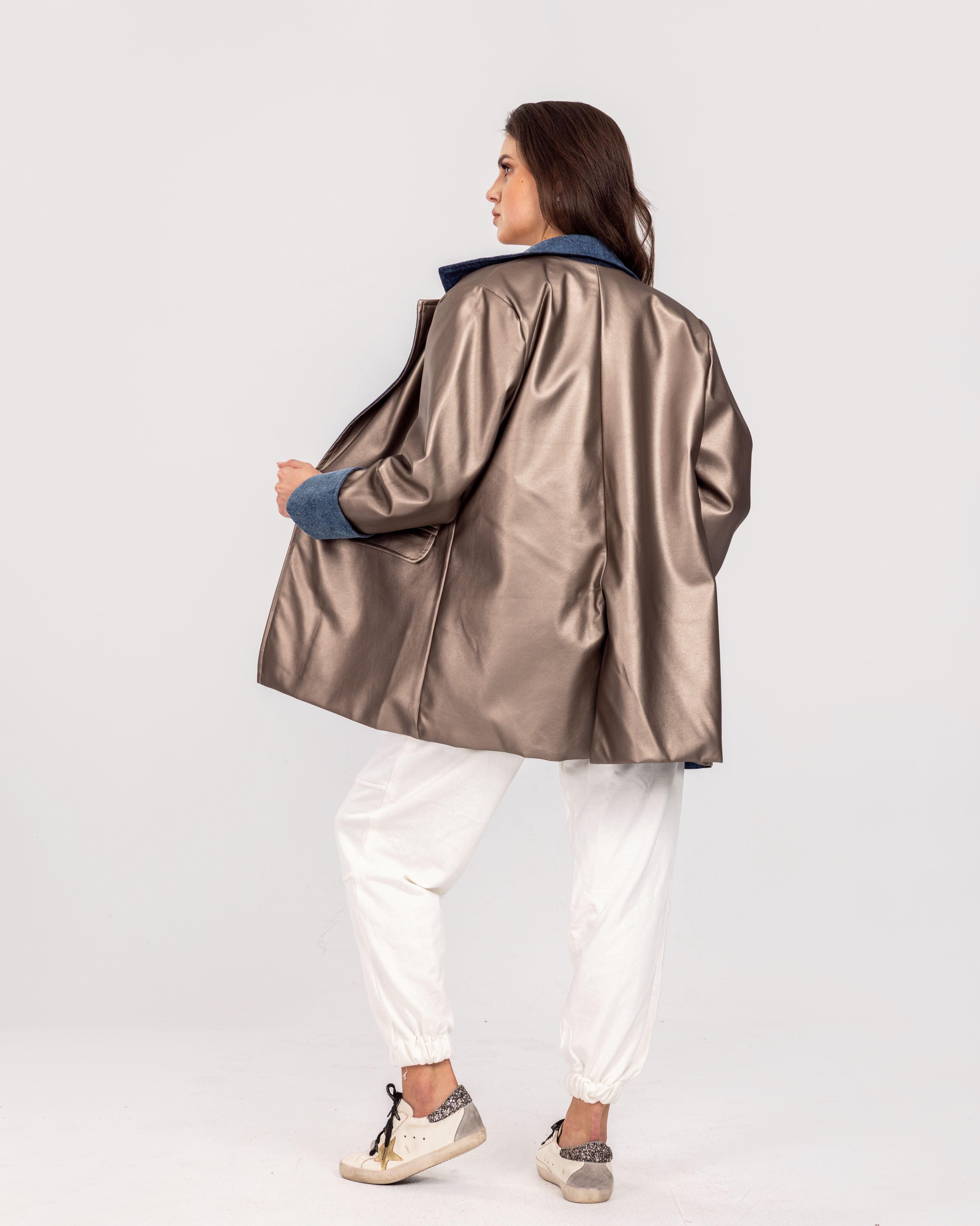 Metallic Leather Blazer
