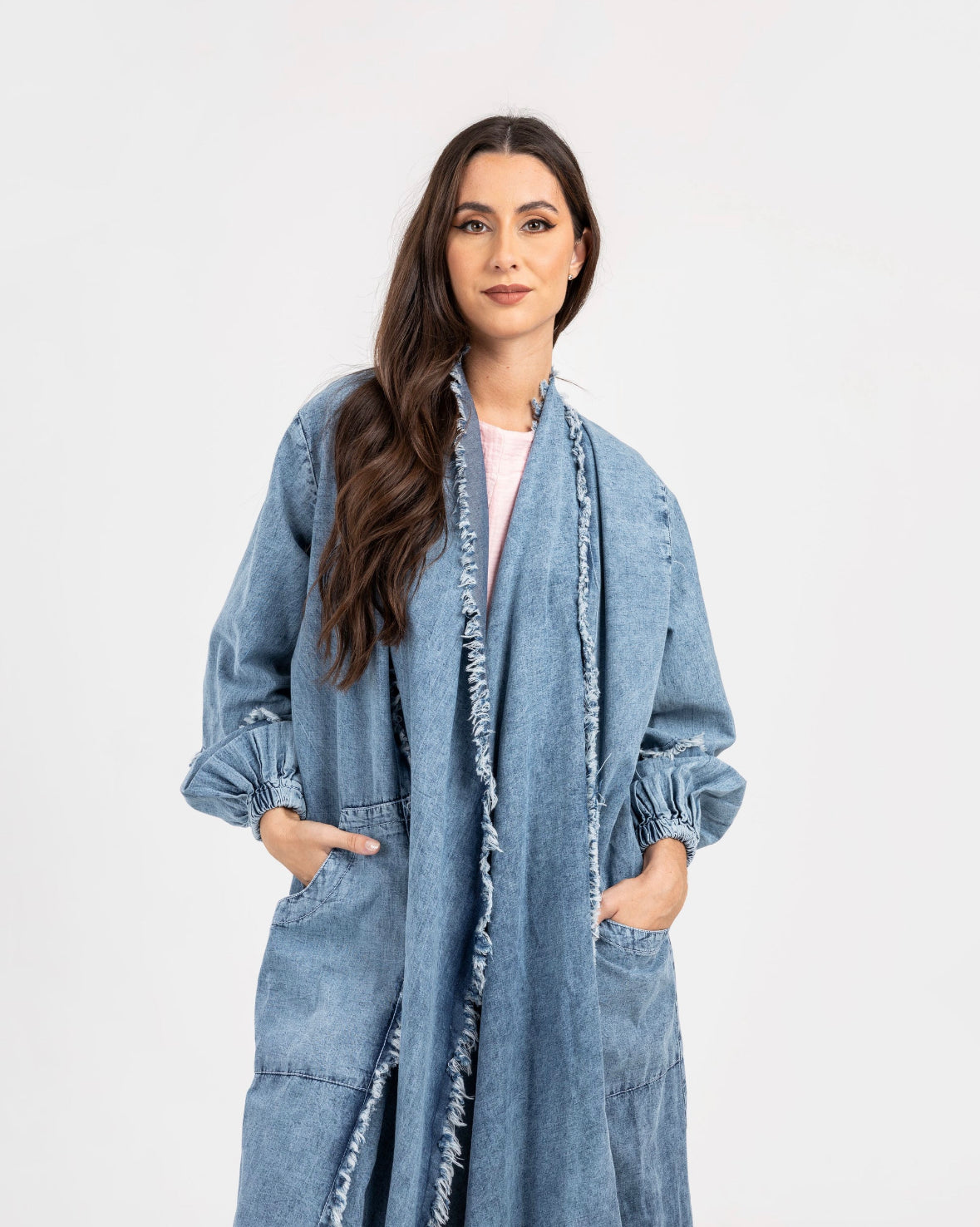 Blue  Fringes Denim Cardigan