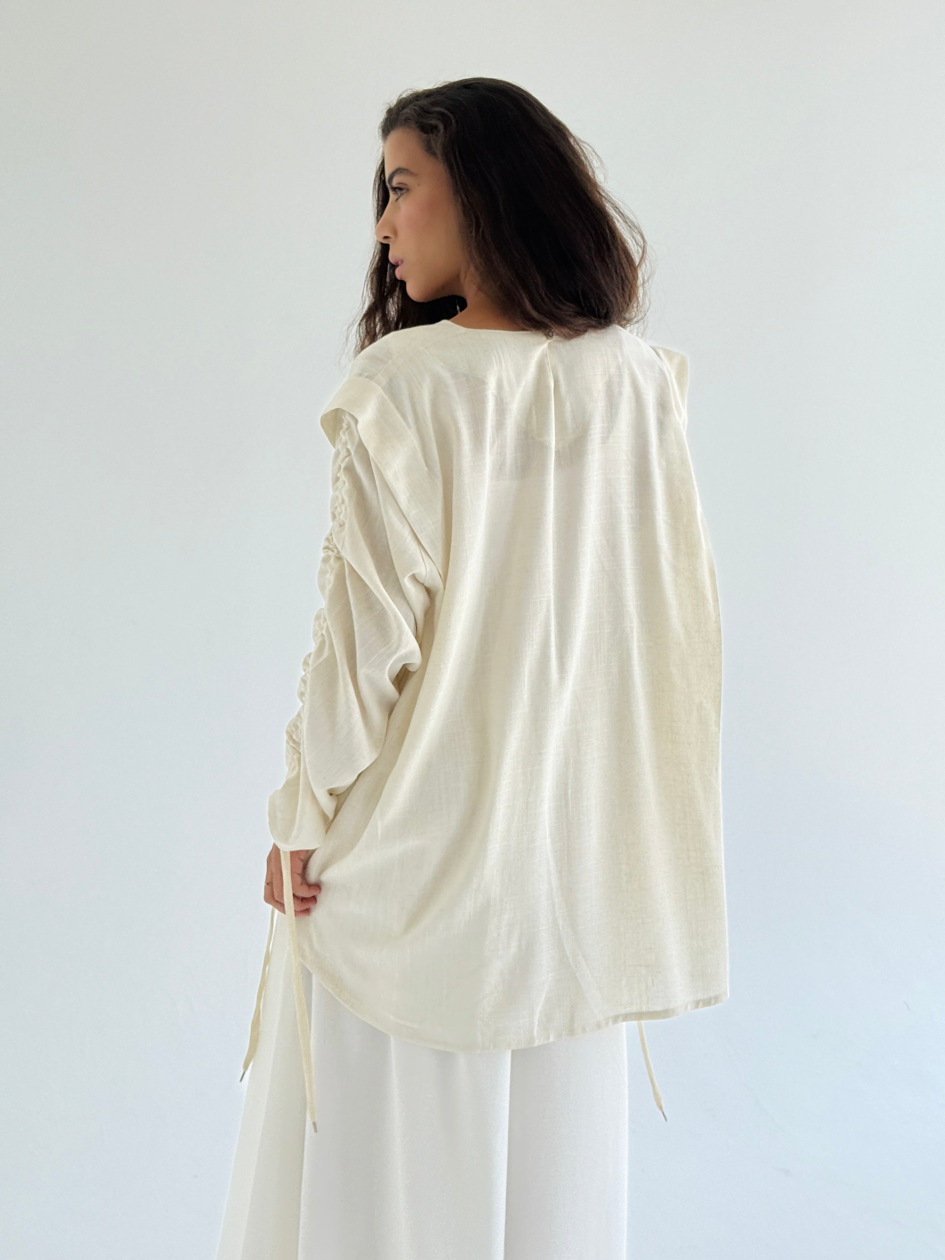 Beige Double Drawstring Top