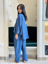 Blue Linen Harem Set