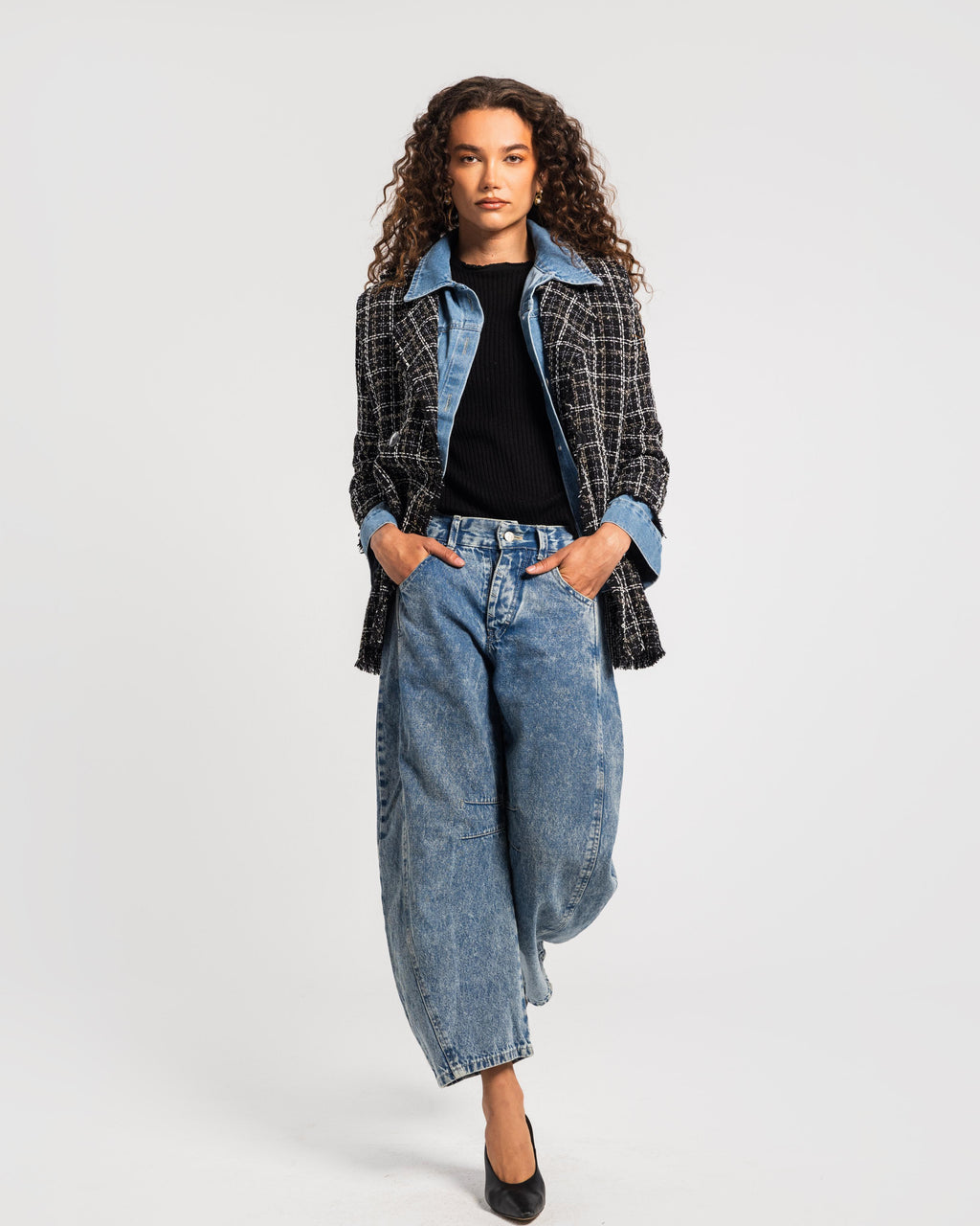 Black Tweed Denim Blazer