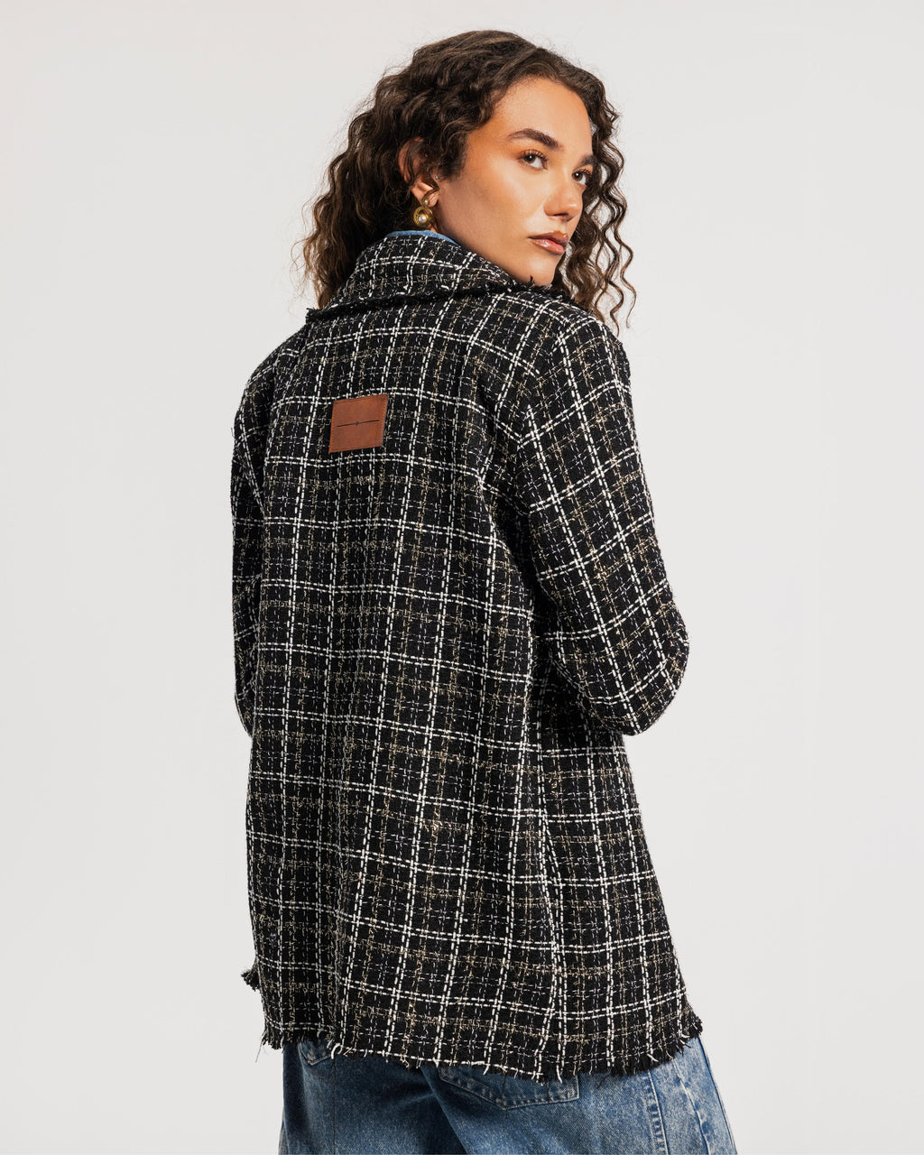 Black Tweed Denim Blazer