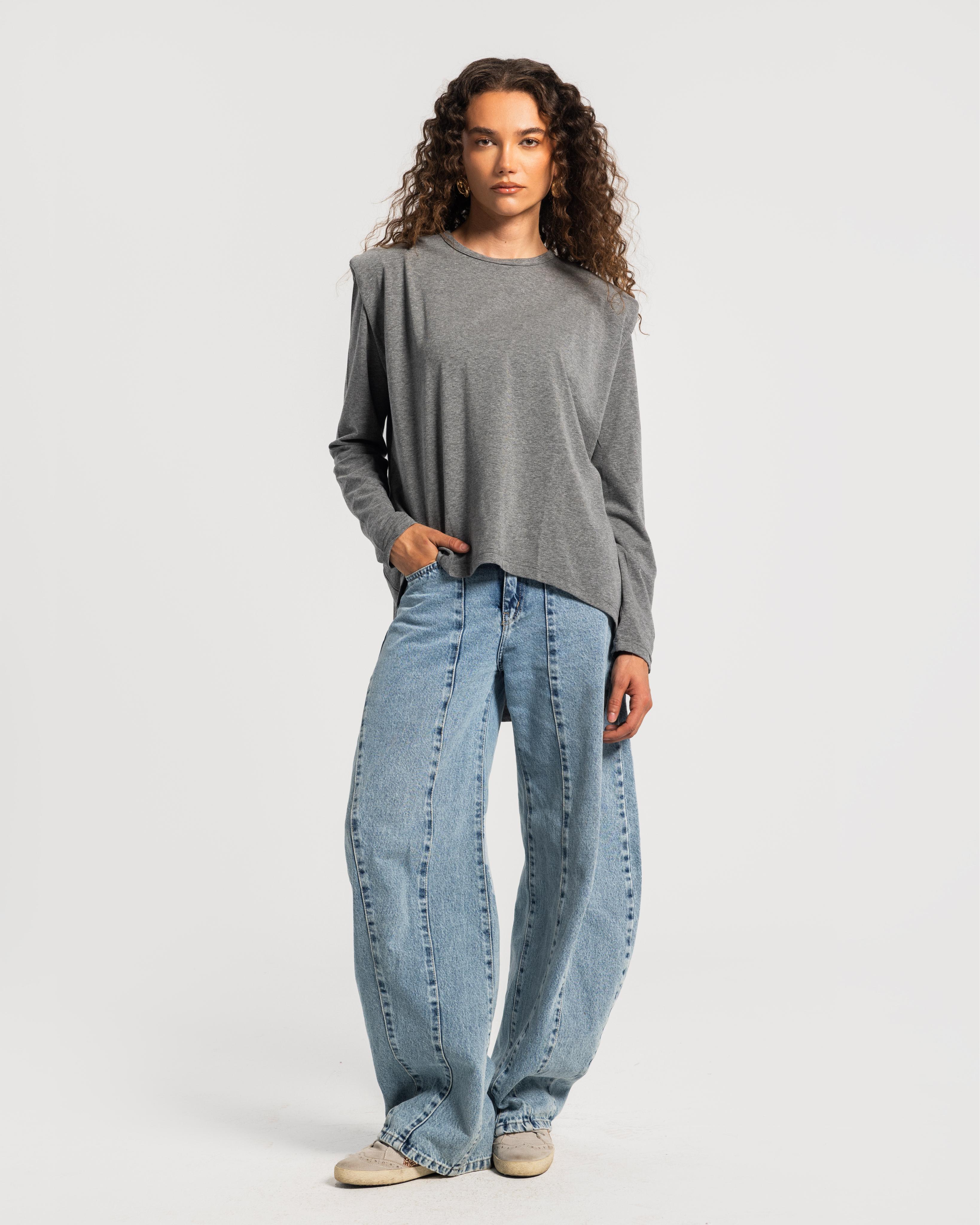 Dark Grey Bold shoulders top