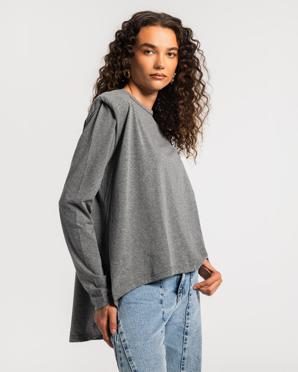 Gray Bold shoulders top