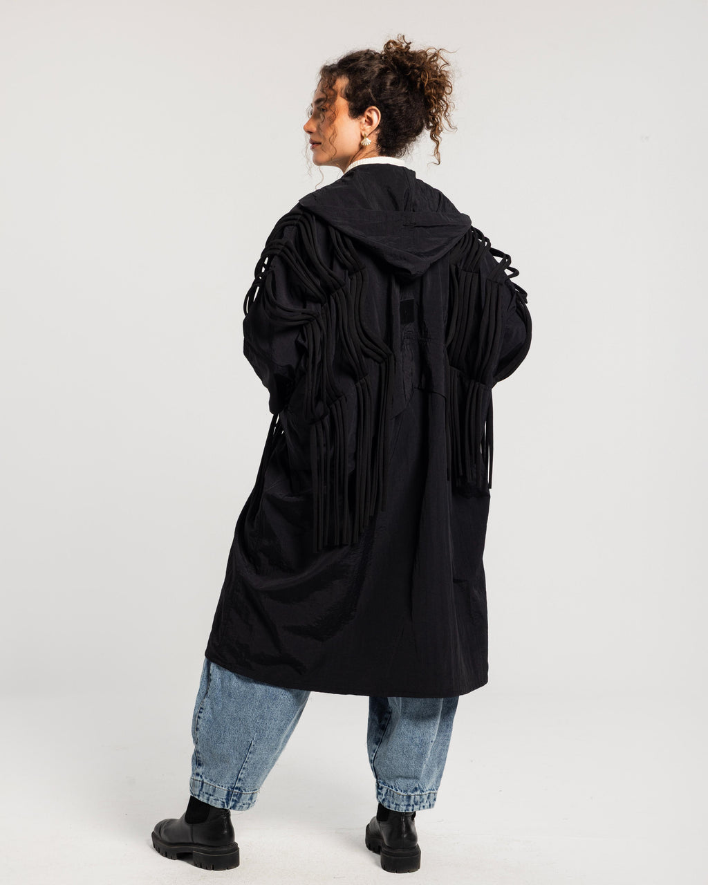 Black Waterproof Fringes Cardigan