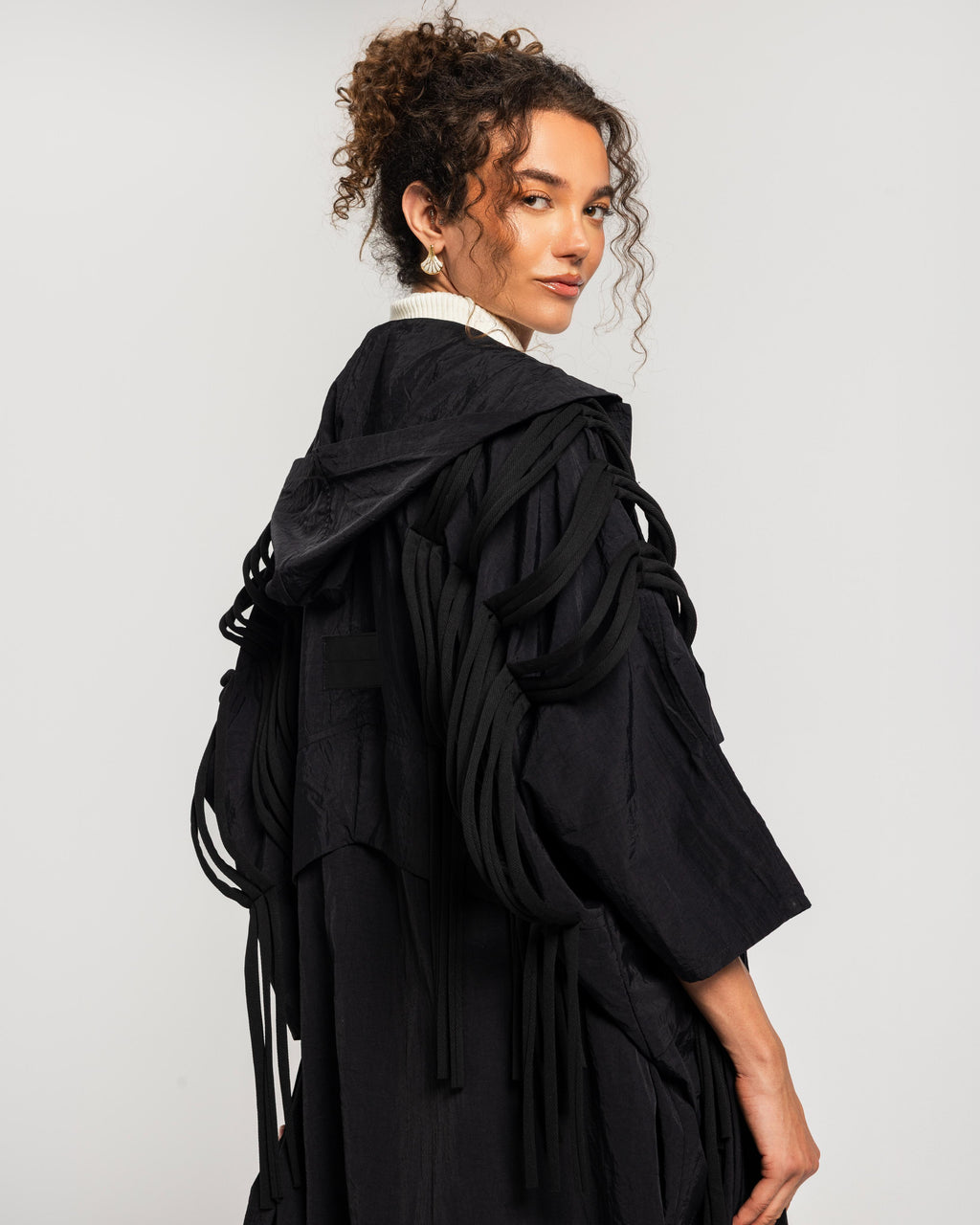 Black Waterproof Fringes Cardigan