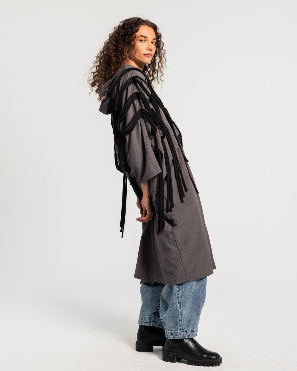 Grey Waterproof Fringes Cardigan