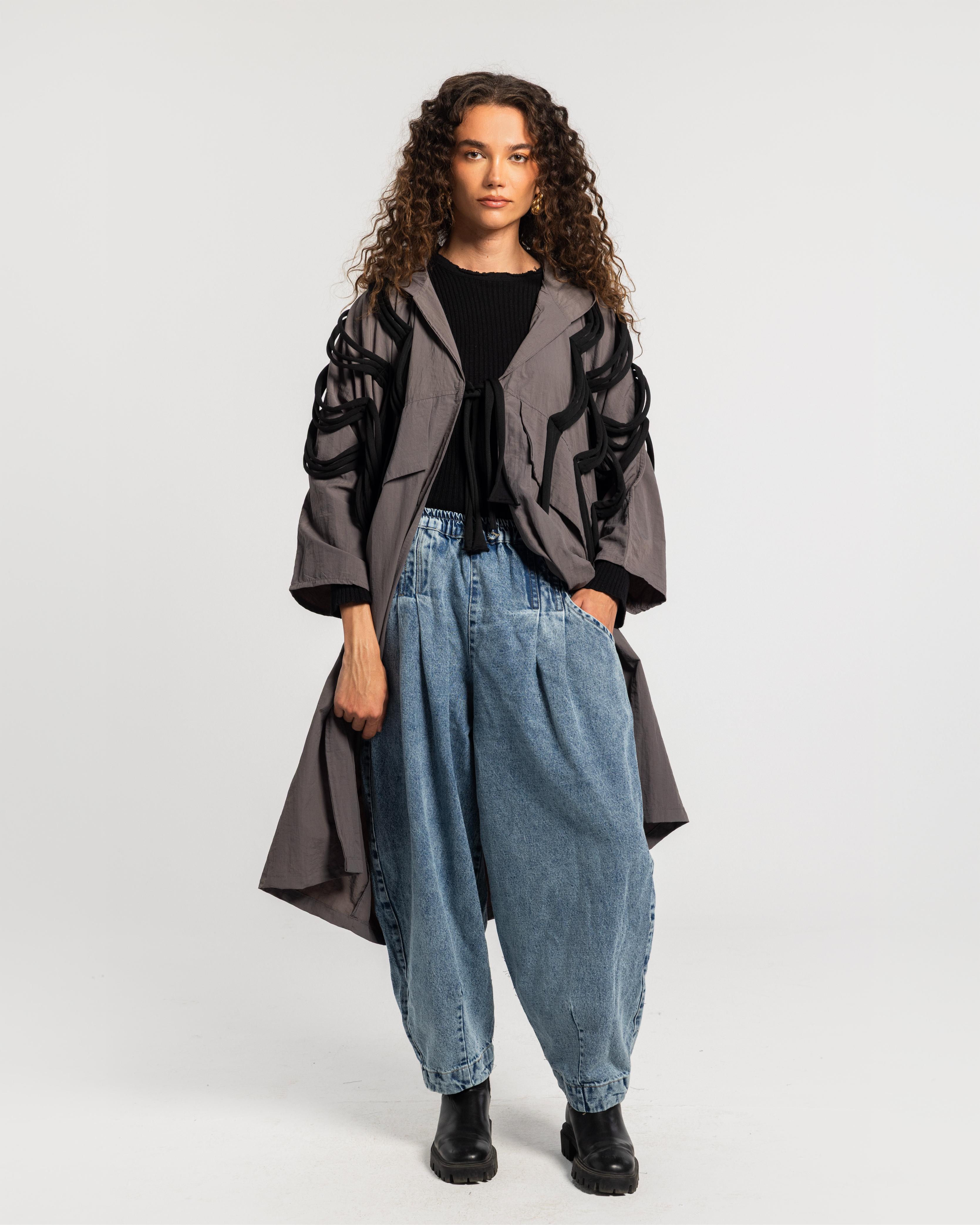 Grey Waterproof Fringes Cardigan