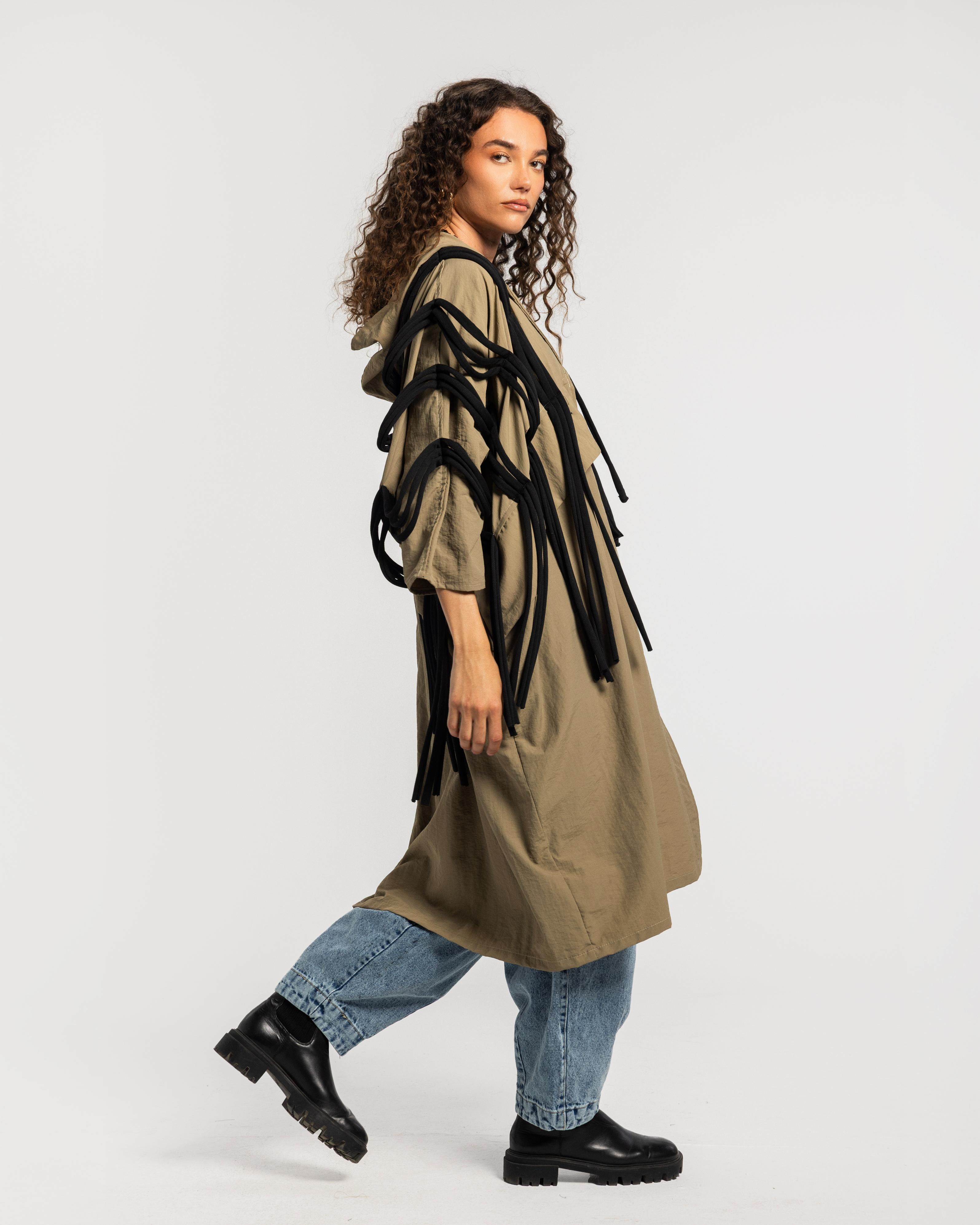 Beige Waterproof Fringes Cardigan