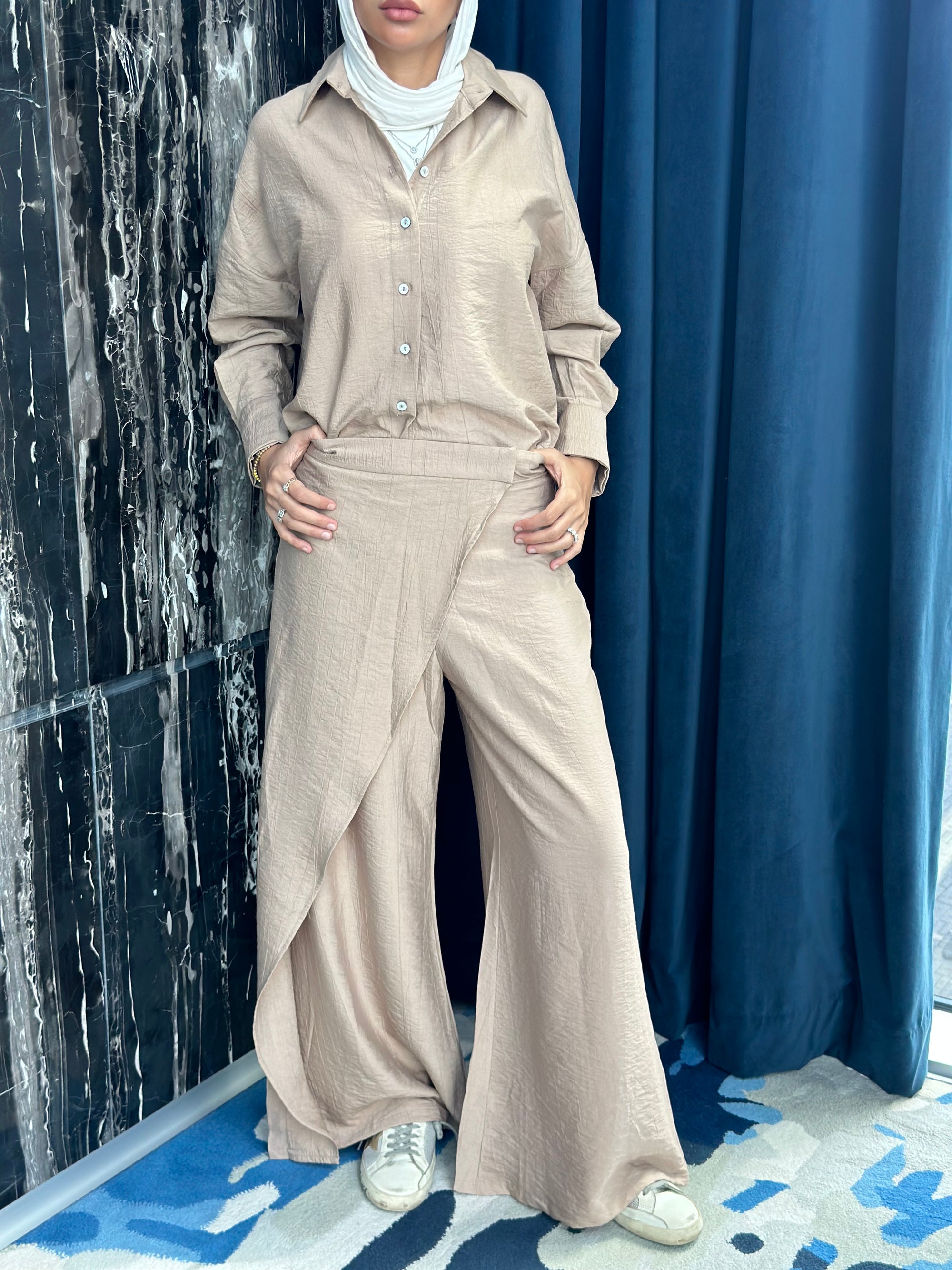 Beige Crinkled Set