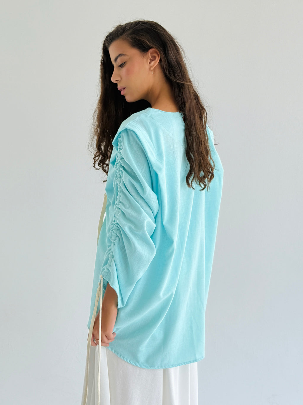 Pastel Blue  Double Drawstring Top