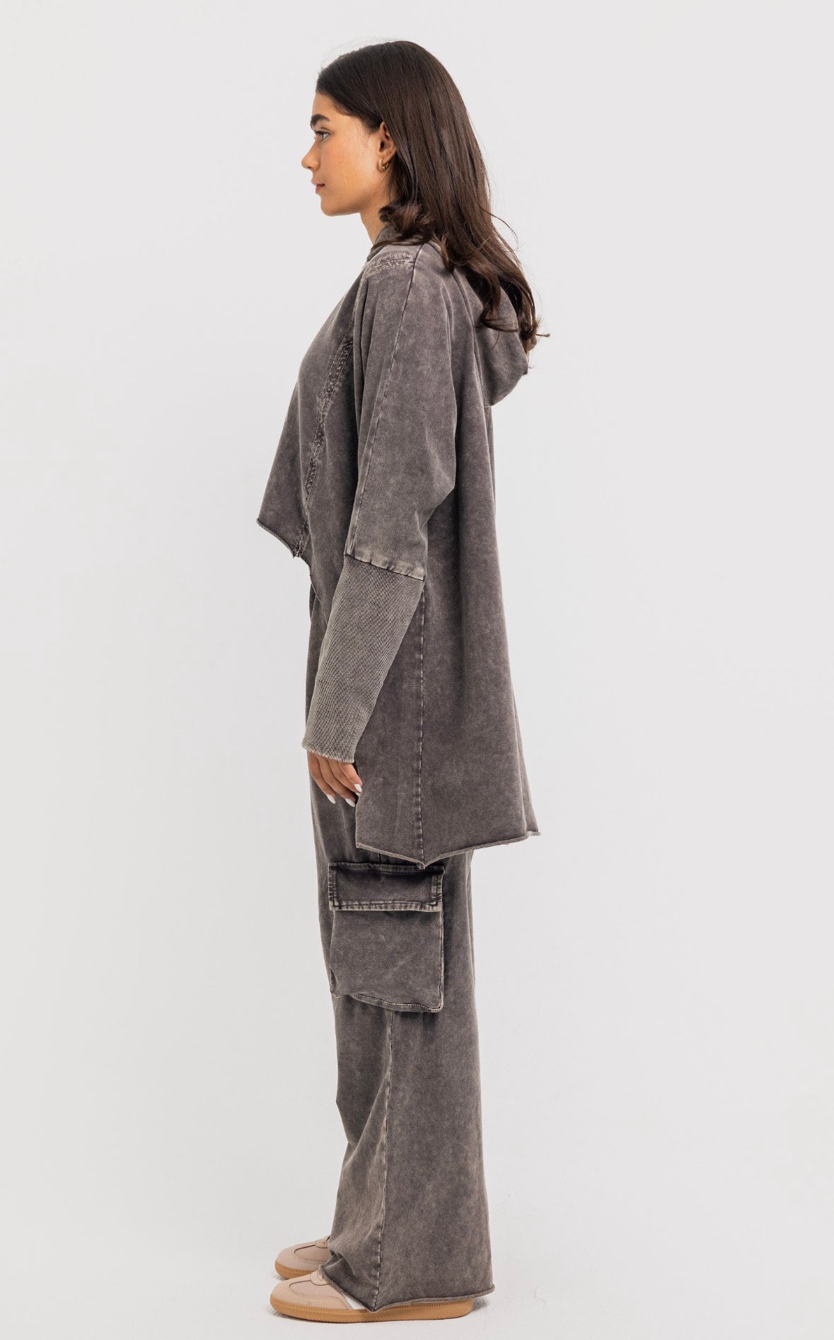 brown Cargo Washed Set