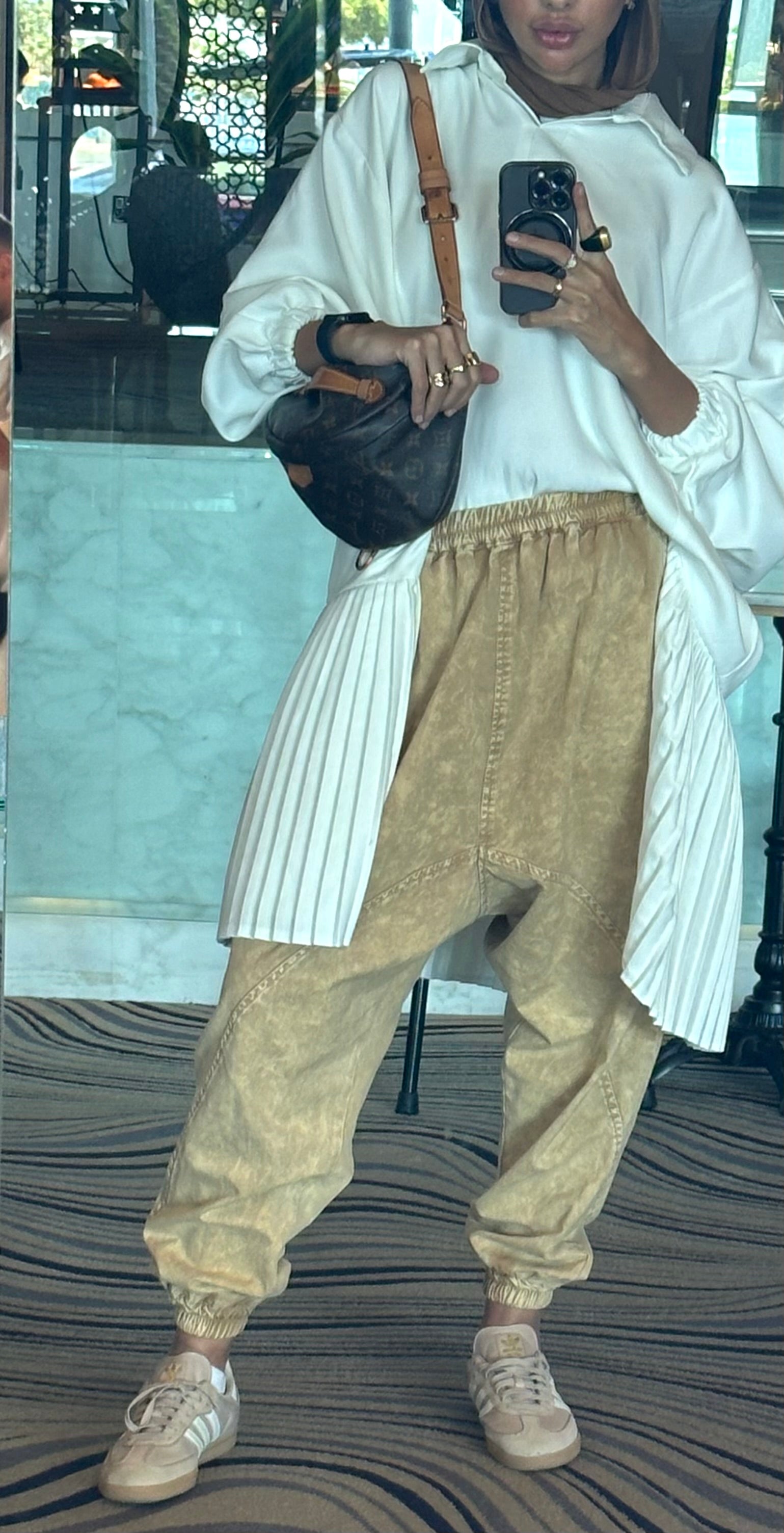 Beige Harem Denim Pants