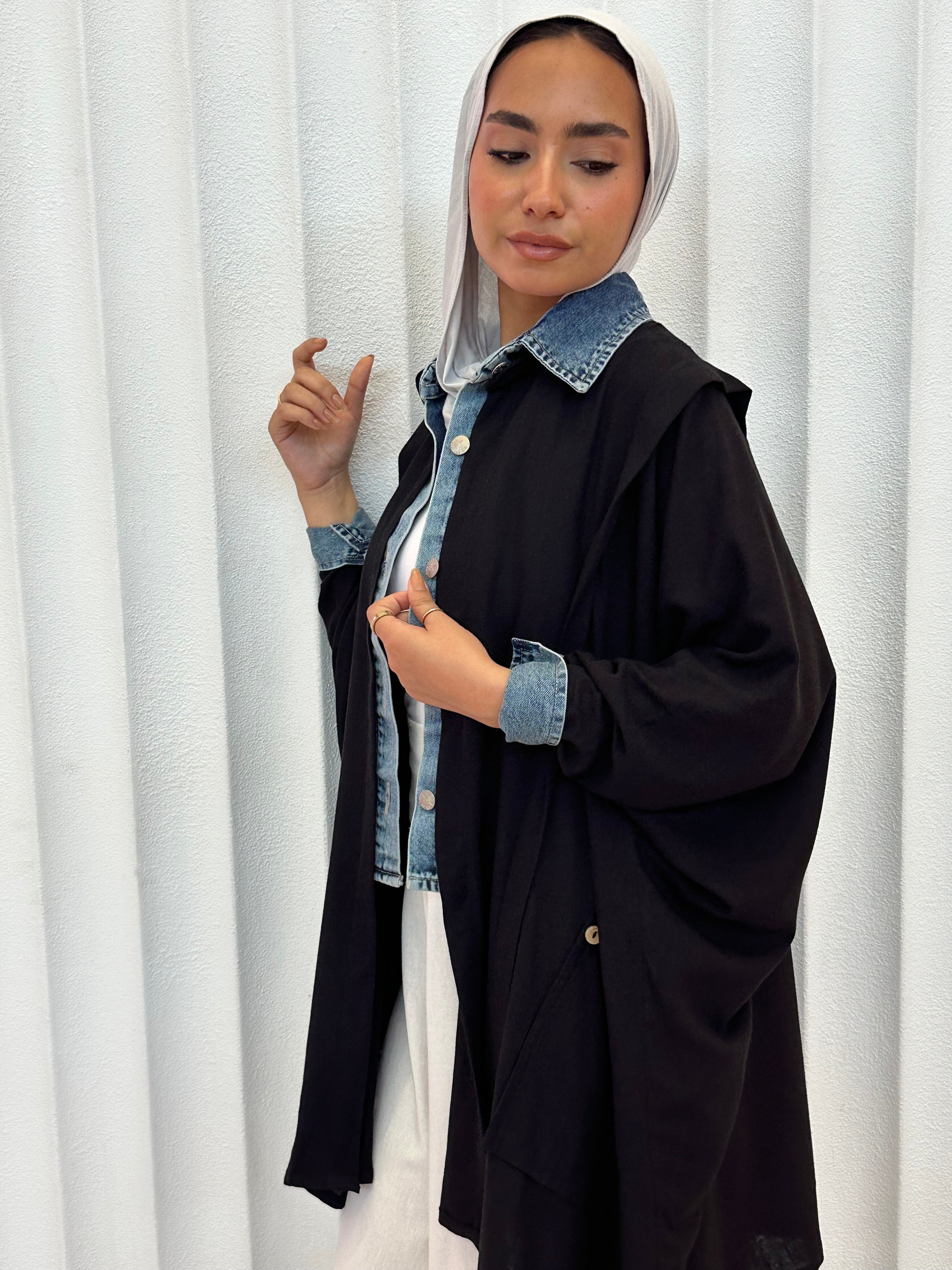 Black Linen Denim Lined Shirt