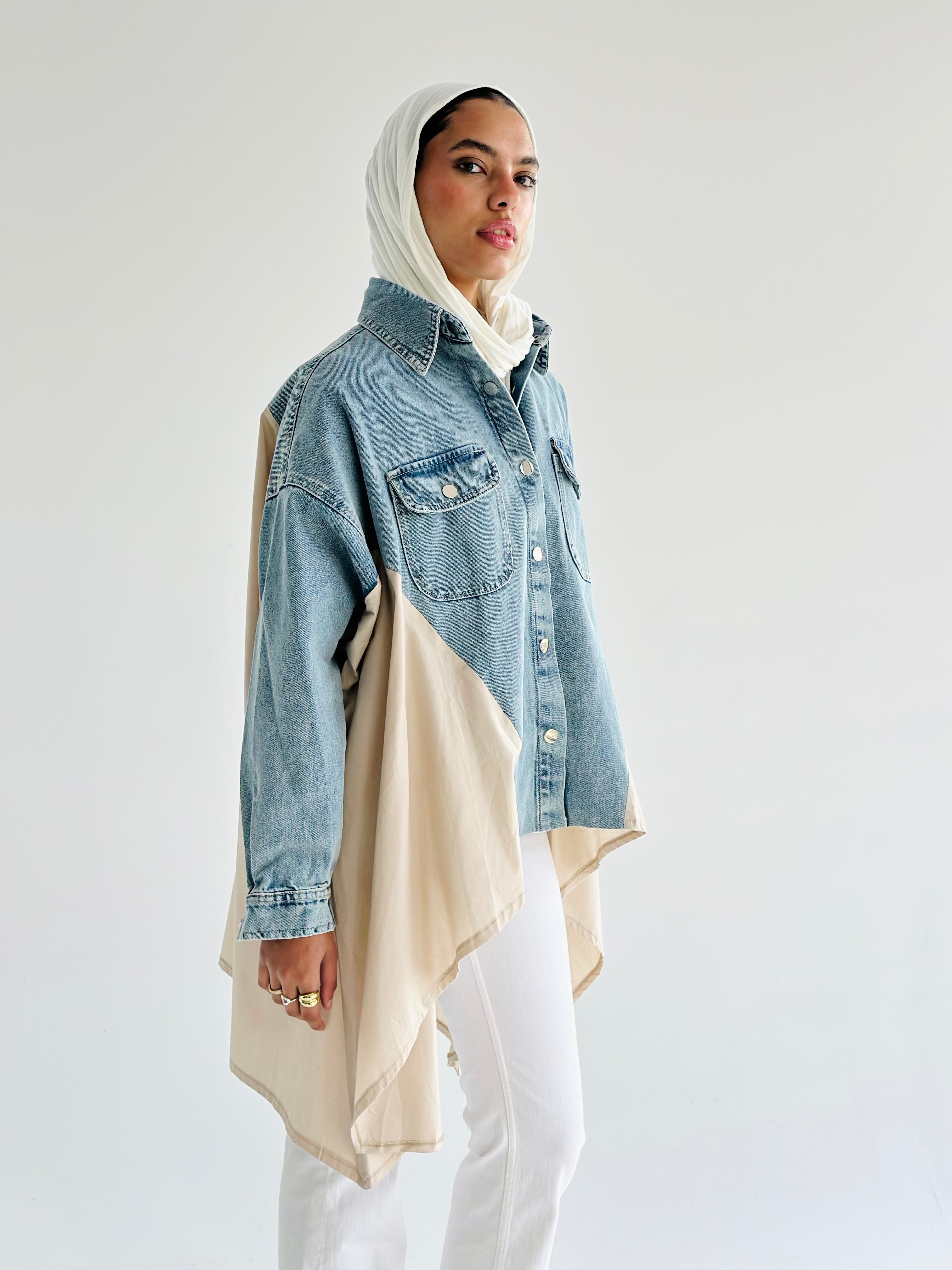 Denim X Beige Poplin Wing Jacket
