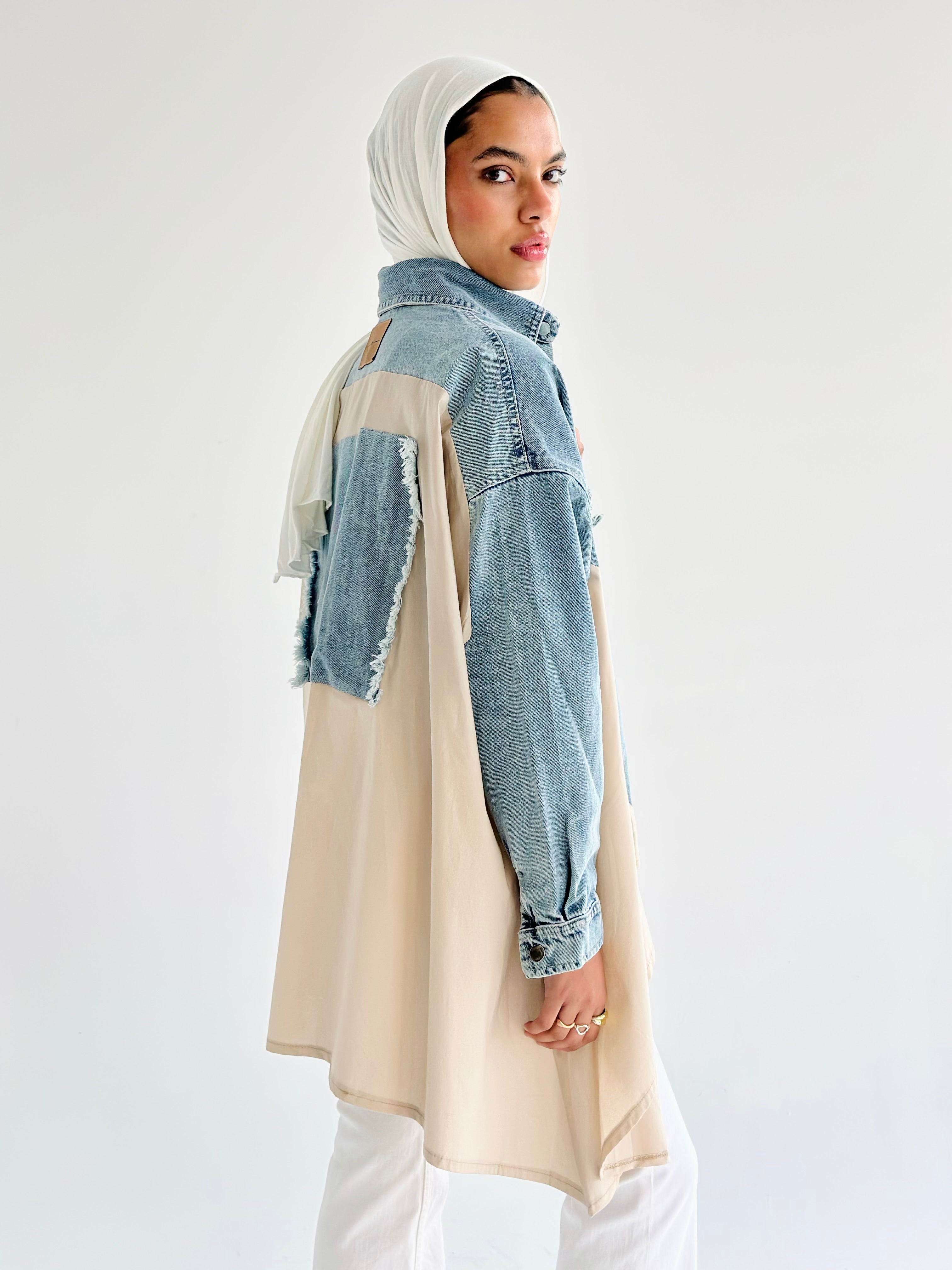 Denim X Beige Poplin Wing Jacket