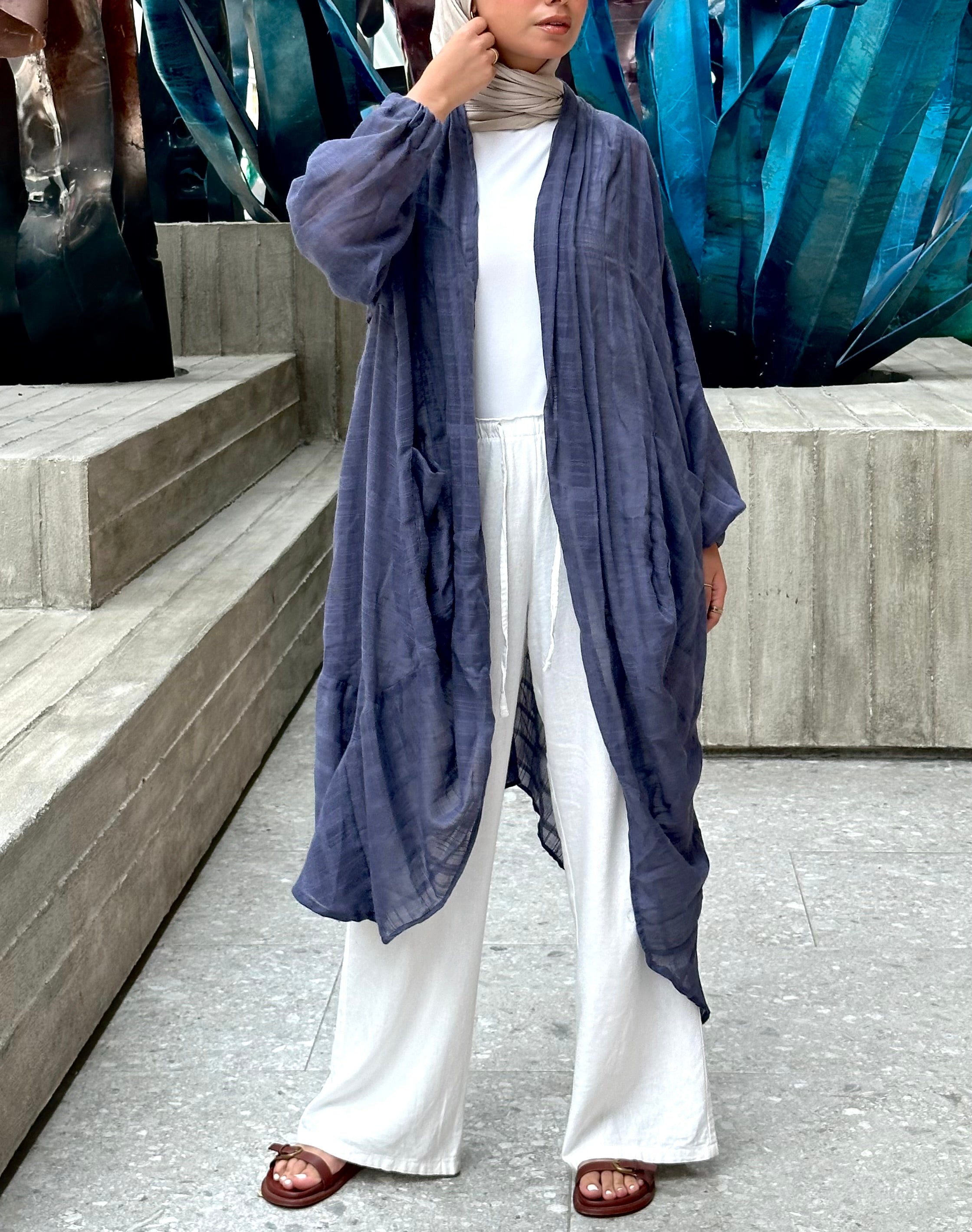 Dark Blue Linen Voile cardigan