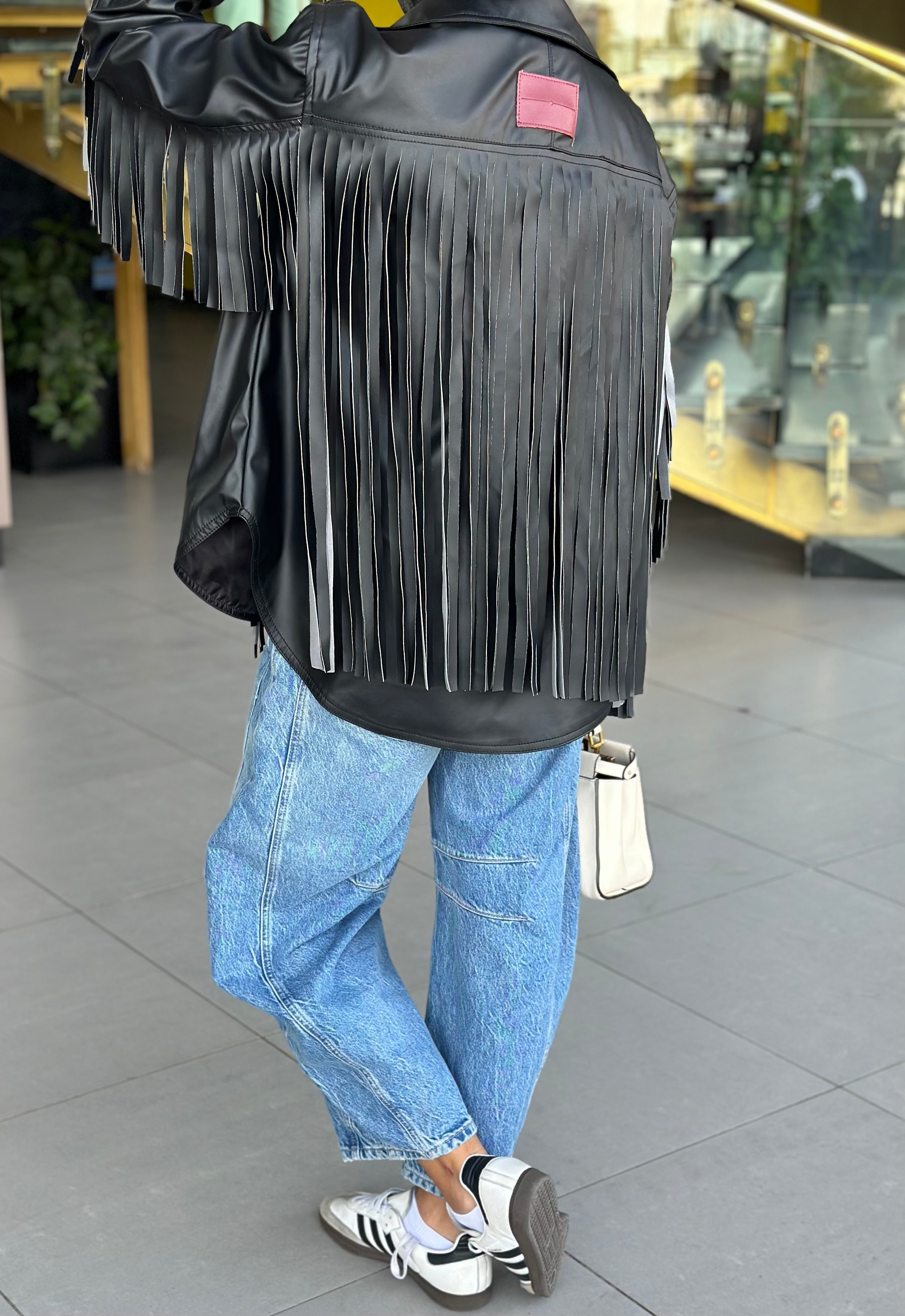 Black Fringes Leather Jacket