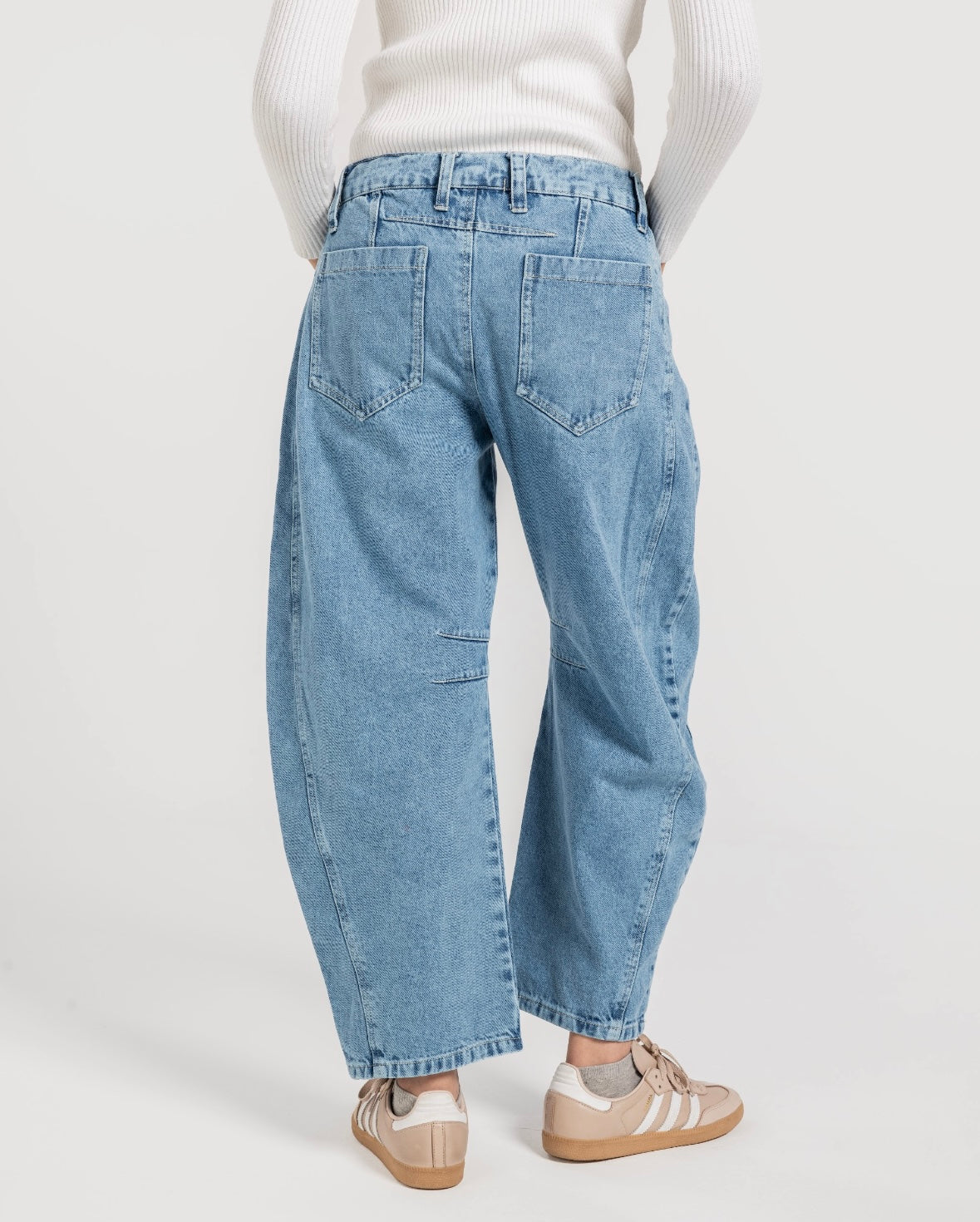 Blue Denim Barrel Pants