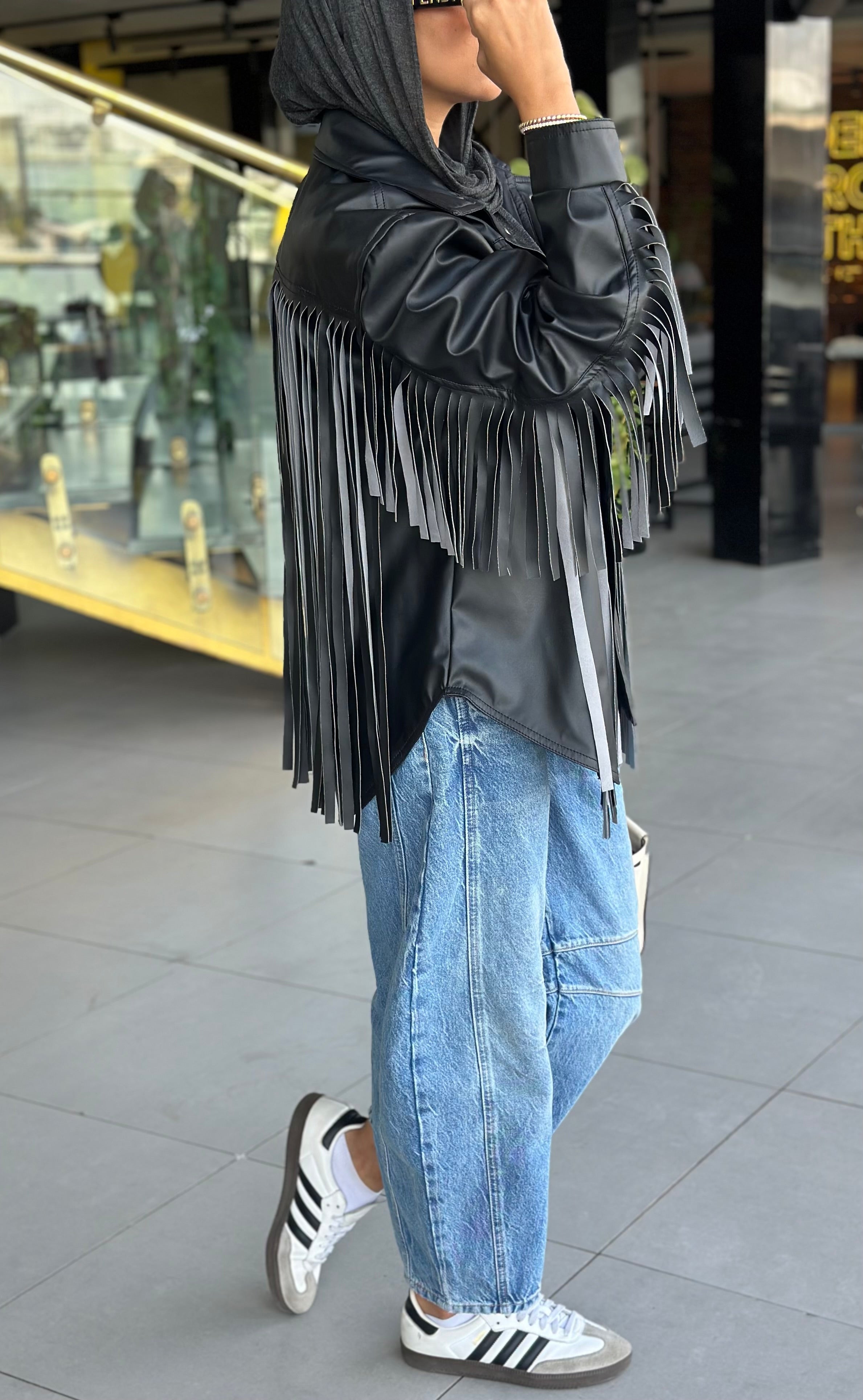 Black Fringes Leather Jacket