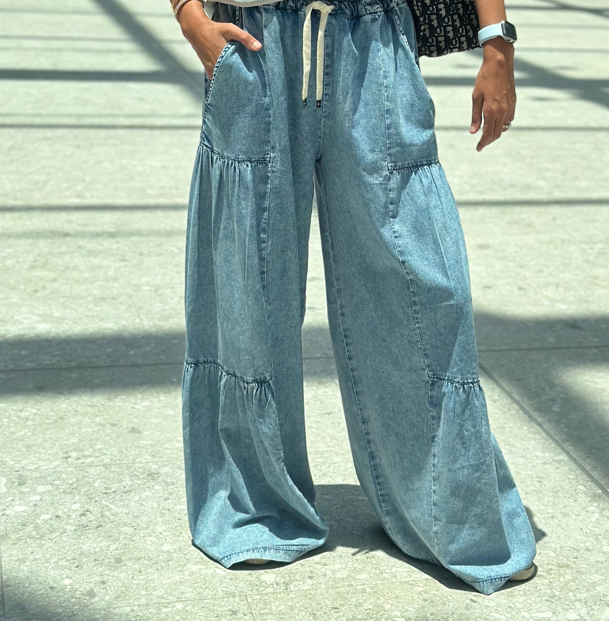 Blue Roadside Wide Leg Denim Pants