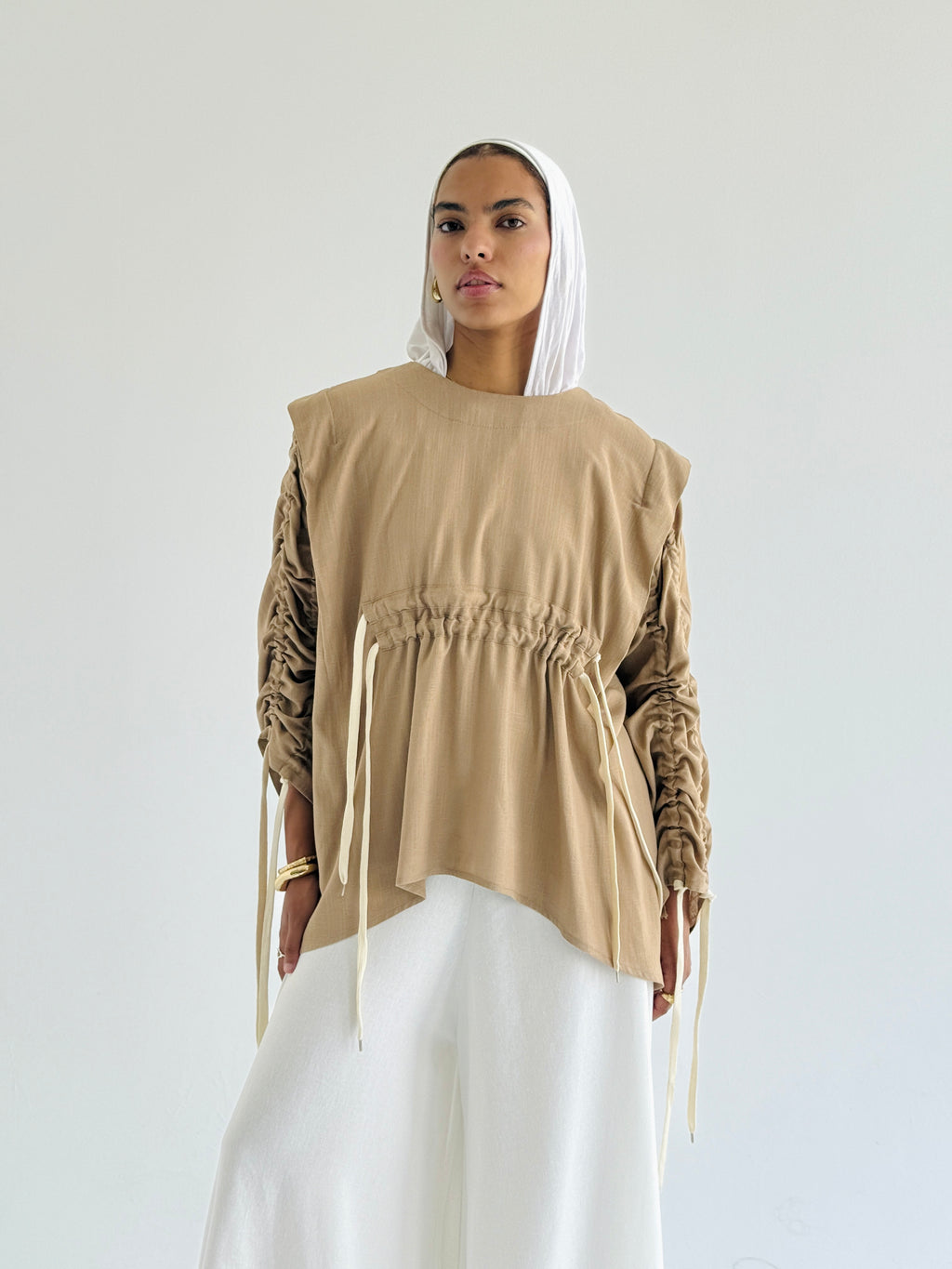 Cafe  Double Drawstring Top