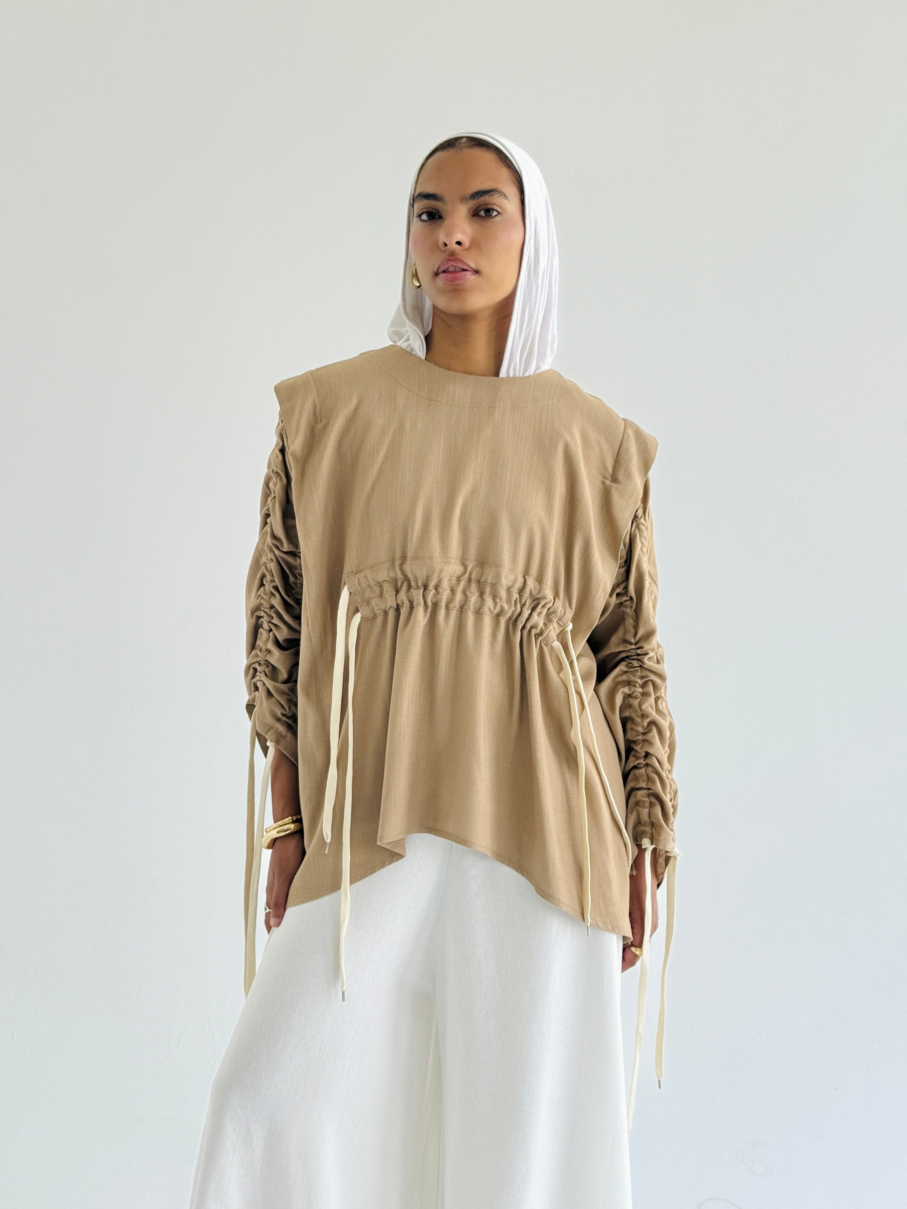 Cafe  Double Drawstring Top