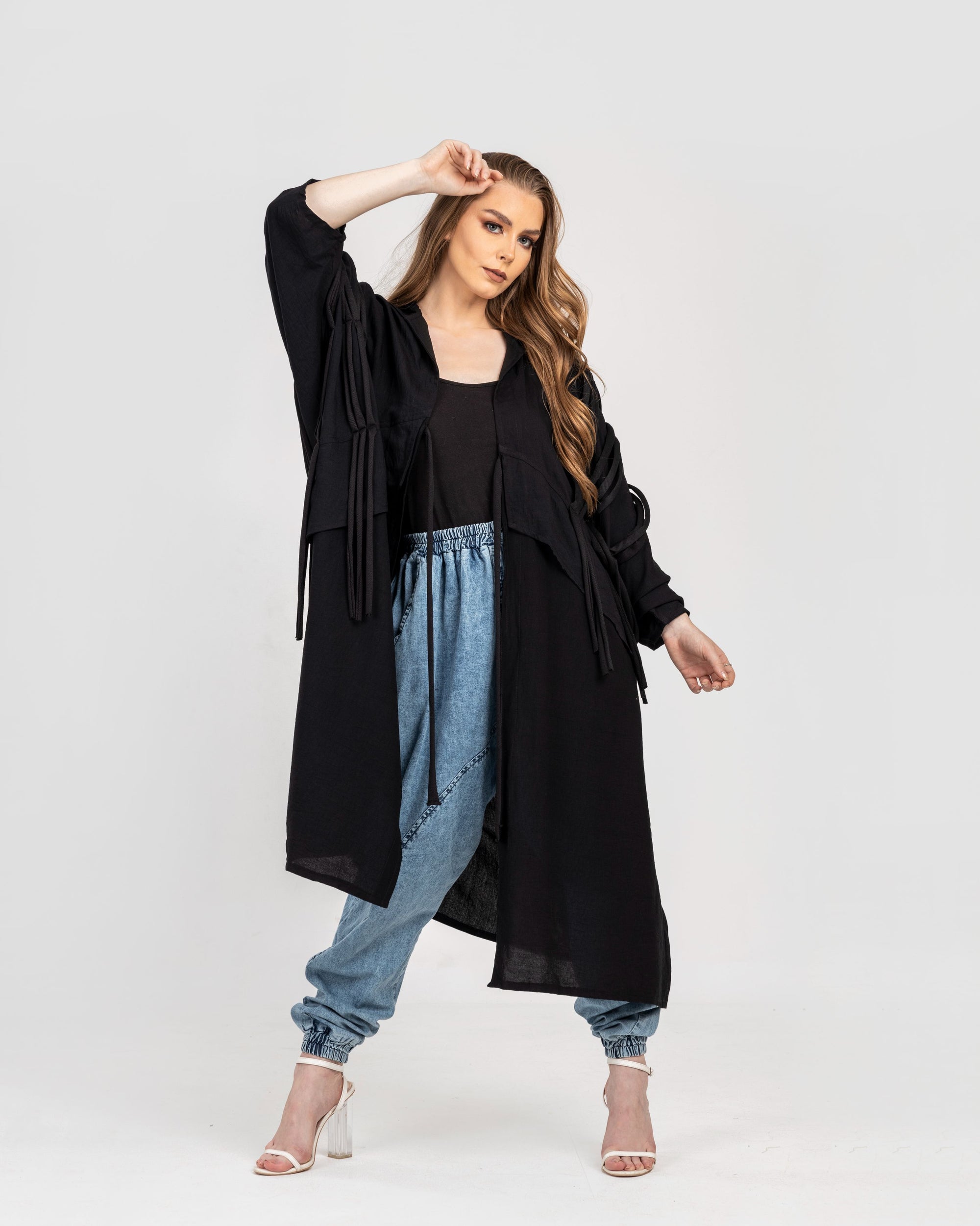 Black Fringes Linen Cardigan