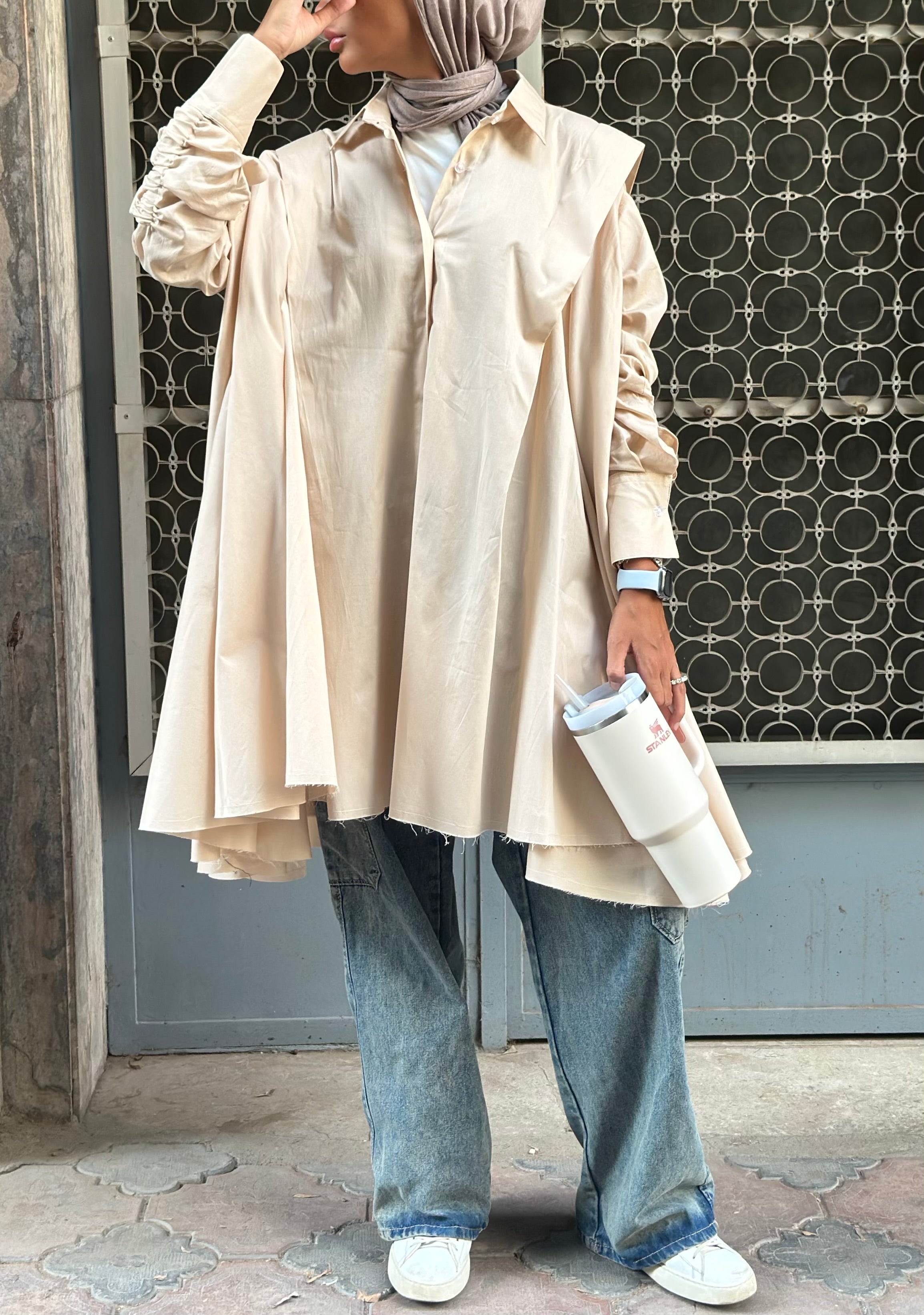 beige extra fabric shirt