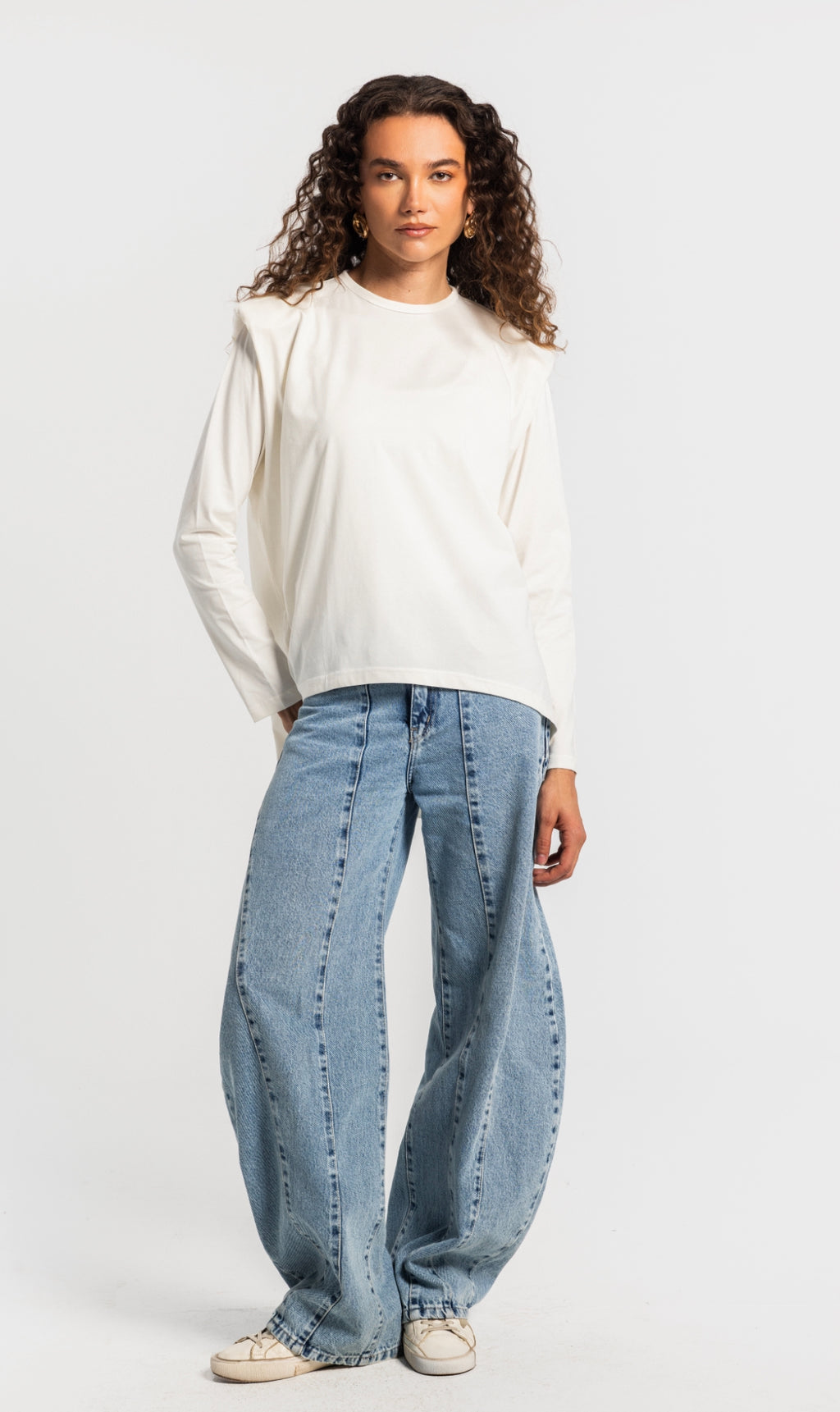 White Bold shoulders top