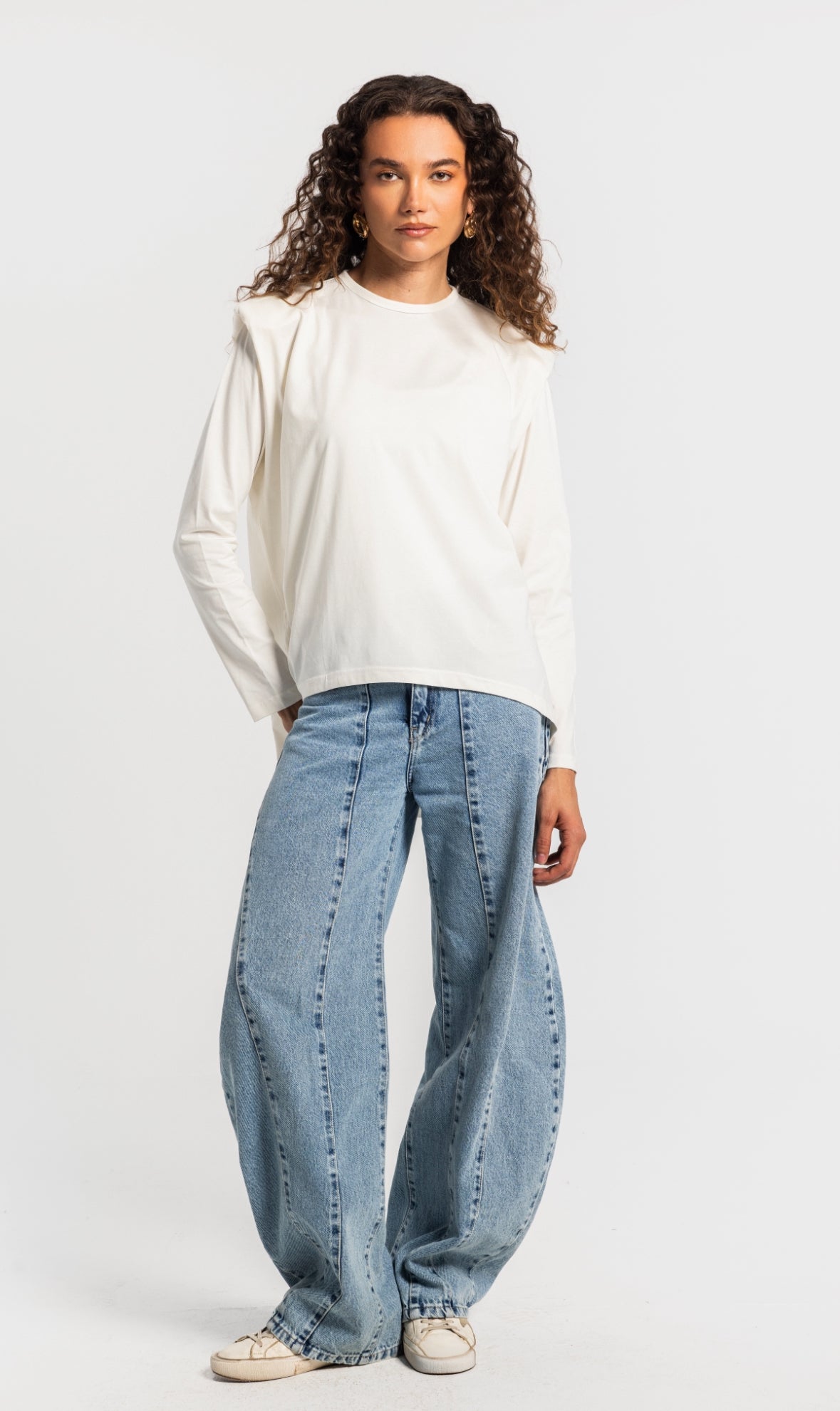 White Bold shoulders top